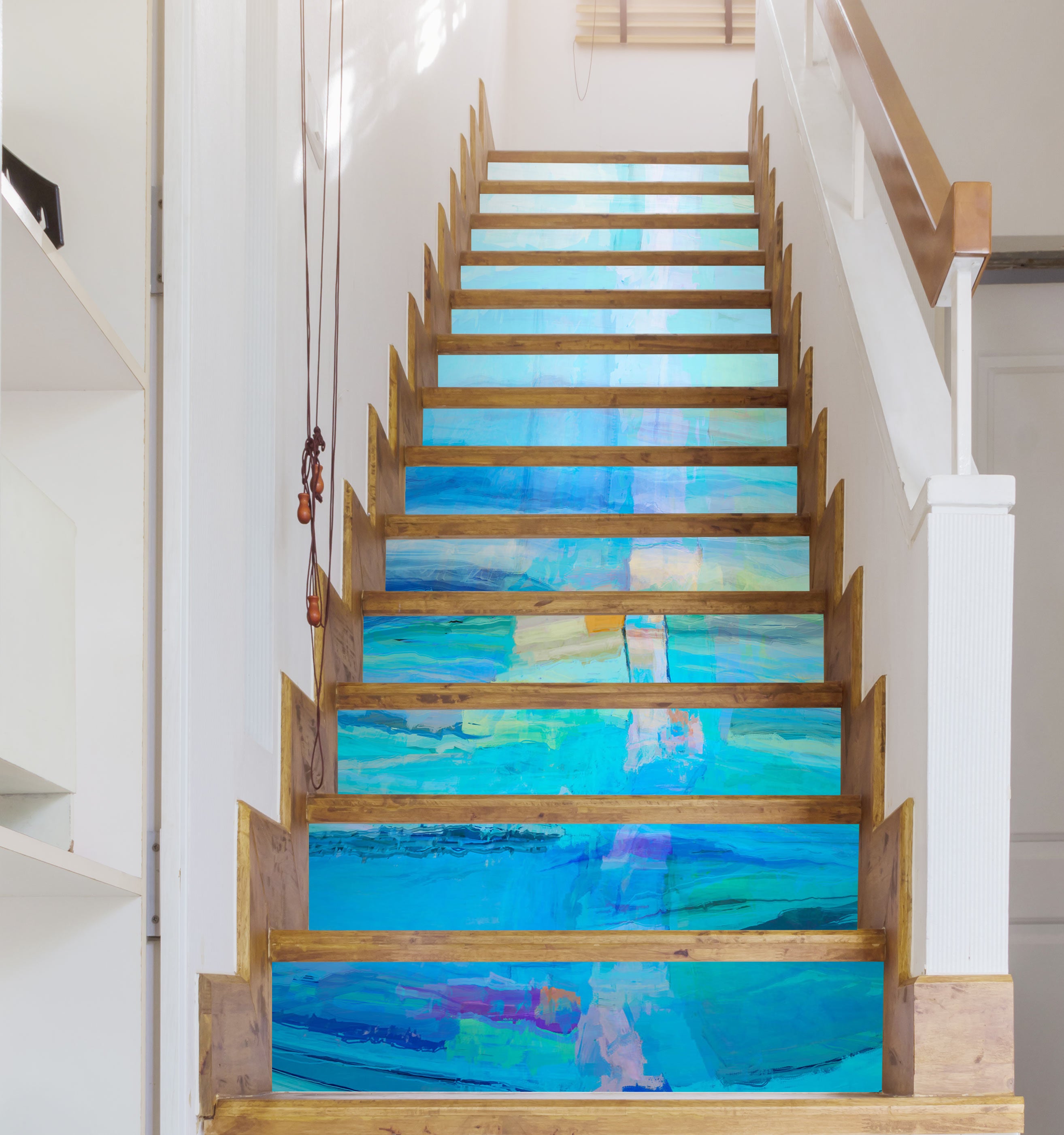 3D Blue Ink Pattern 9455 Michael Tienhaara Stair Risers