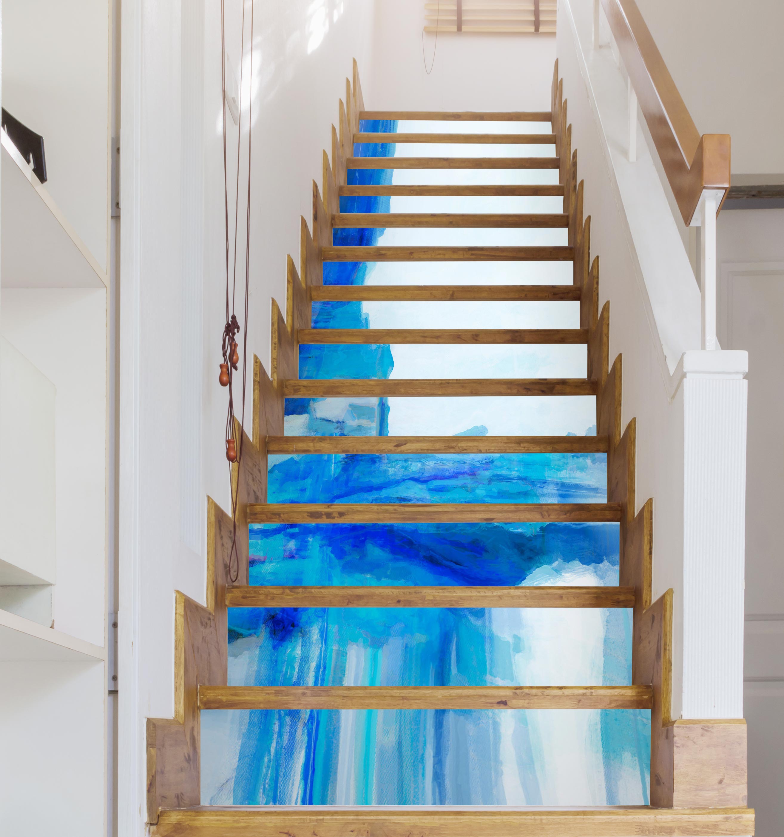 3D Blue White Pattern 9472 Michael Tienhaara Stair Risers