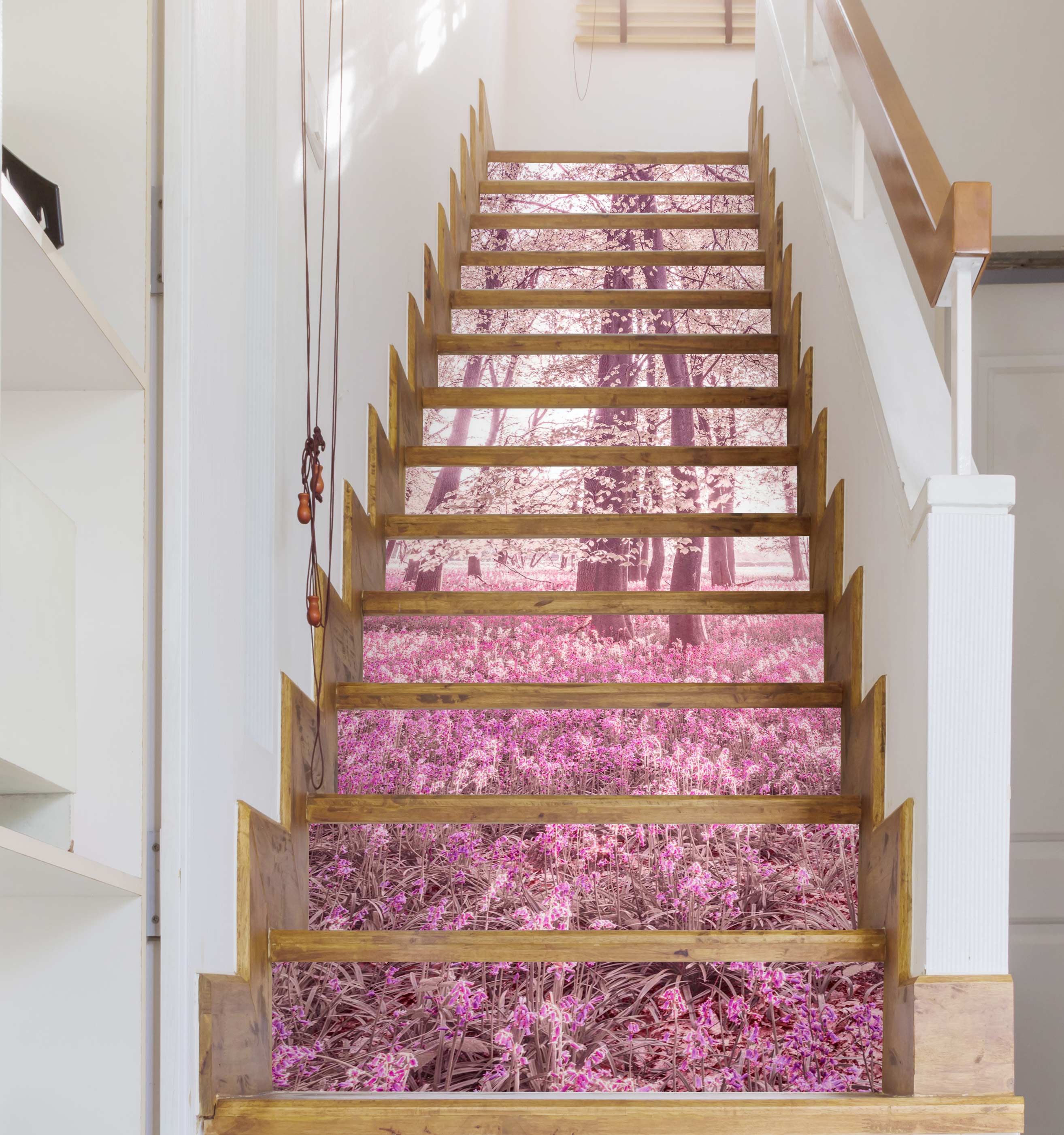 3D Woods Pink Flowers 10960 Assaf Frank Stair Risers