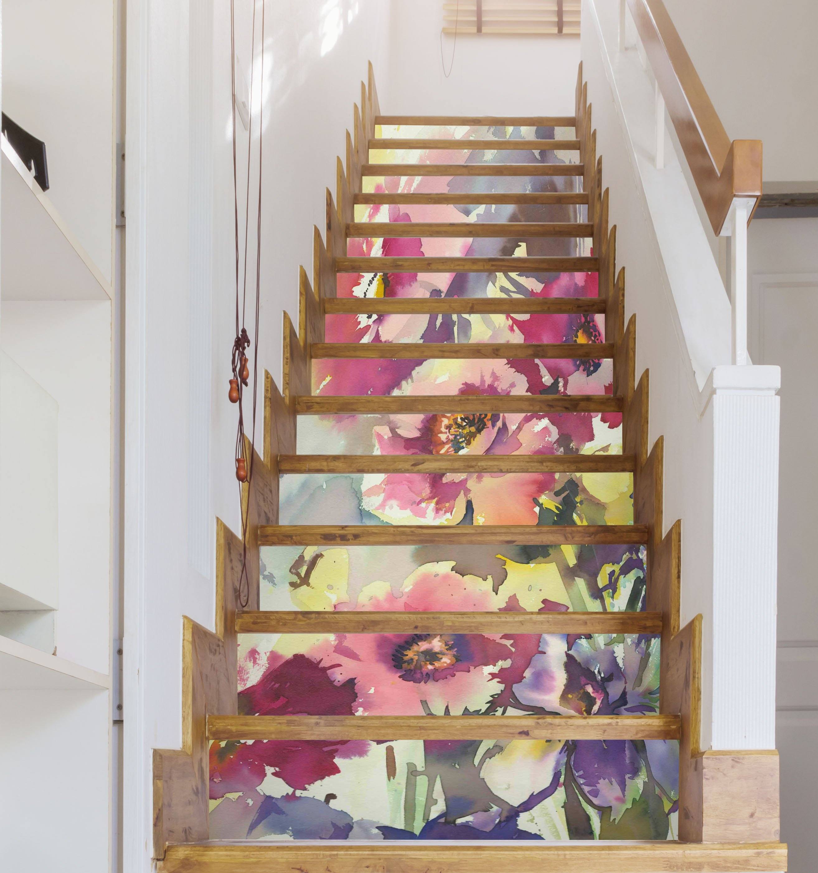 3D Flowers 2753 Stair Risers Wallpaper AJ Wallpaper 