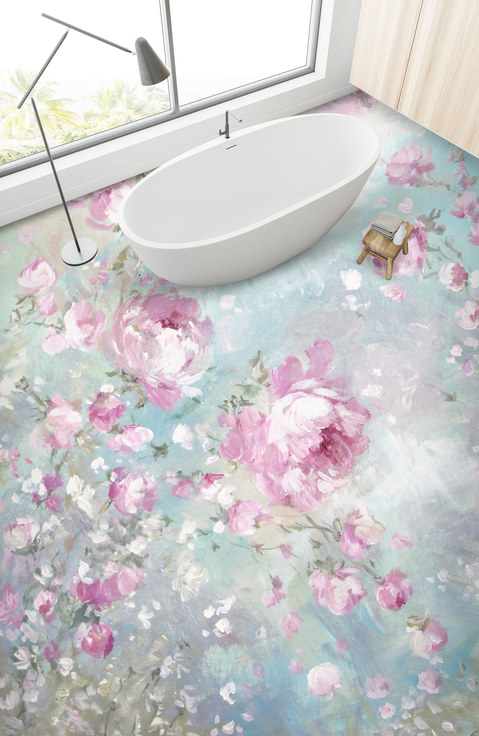 3D Pink Rose Petal 9948 Debi Coules Floor Mural