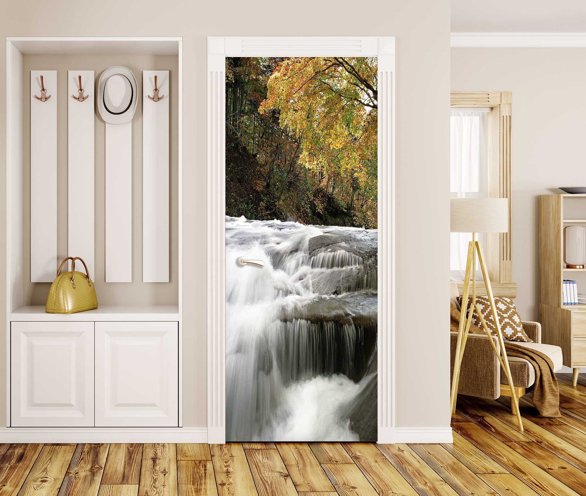 3D White Rapids 038 Door Mural