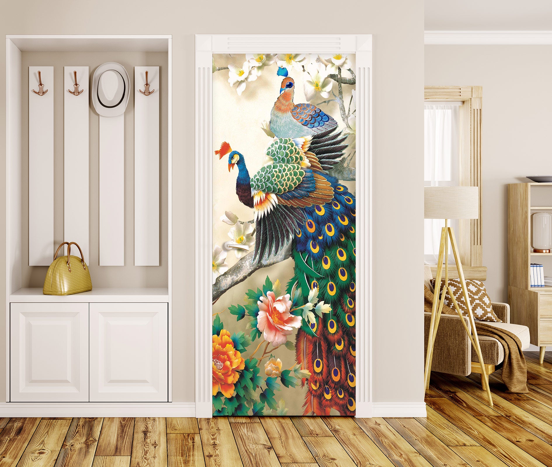 3D Peacock 24069 Door Mural