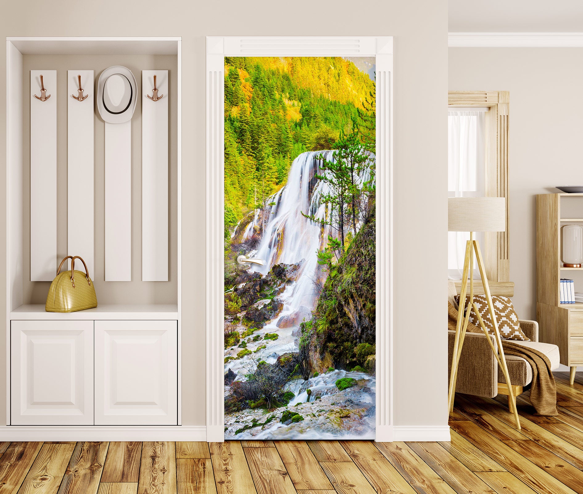 3D Waterfall Lake Mountain 199 Door Mural