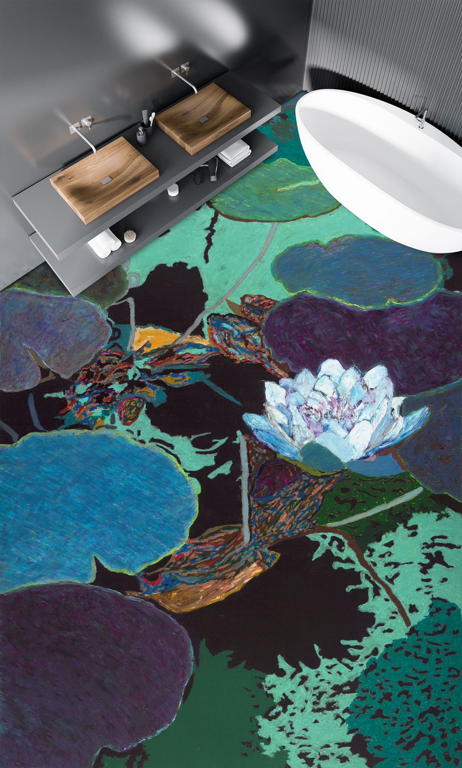 3D White Lotus Pond 96101 Allan P. Friedlander Floor Mural