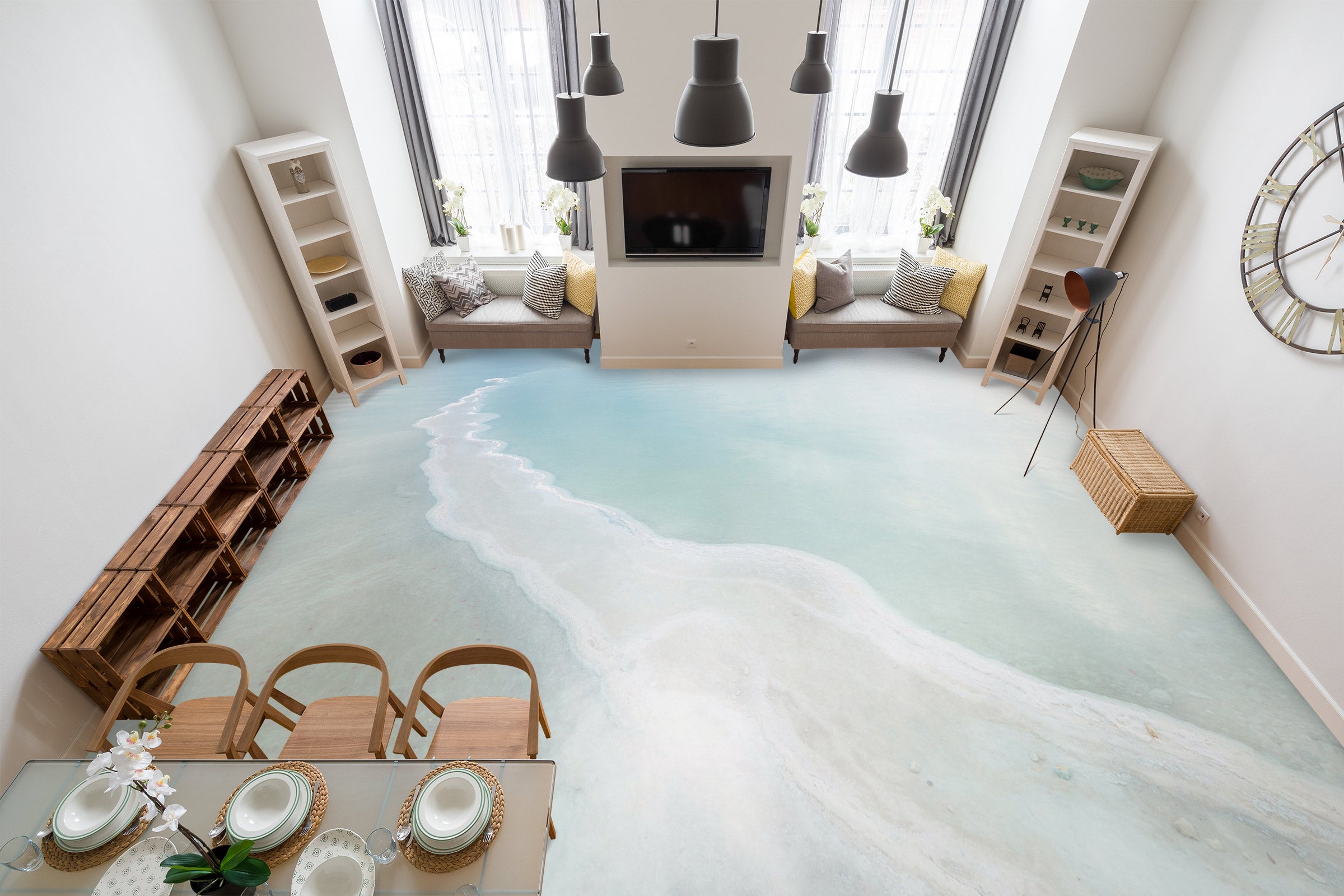 3D Beach Tide Texture 9845 Assaf Frank Floor Mural