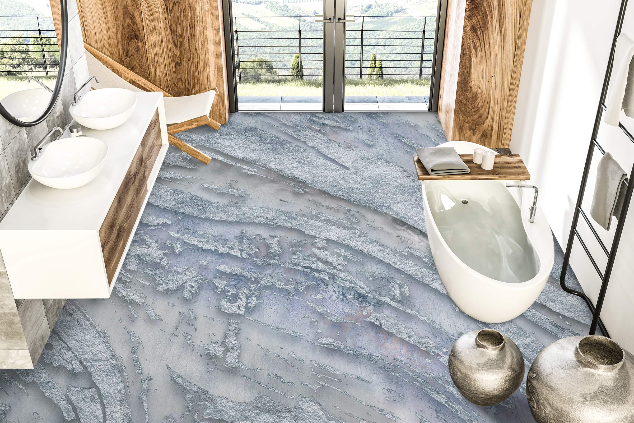 3D Grey Pattern 102129 Andrea Haase Floor Mural