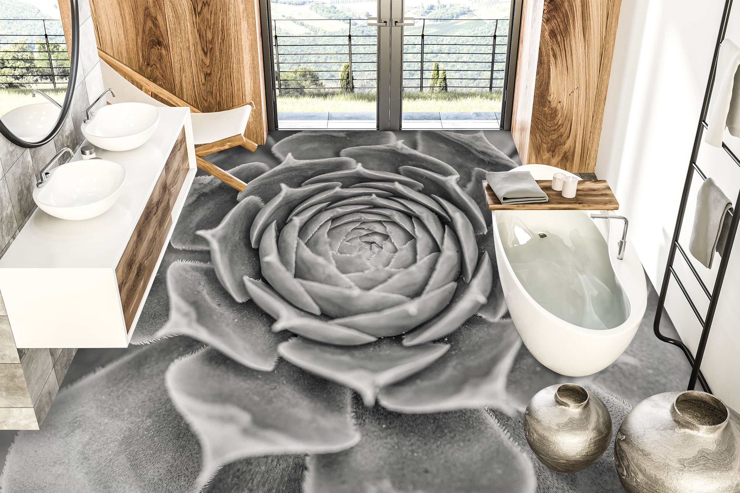 3D Succulent Plants 9853 Assaf Frank Floor Mural