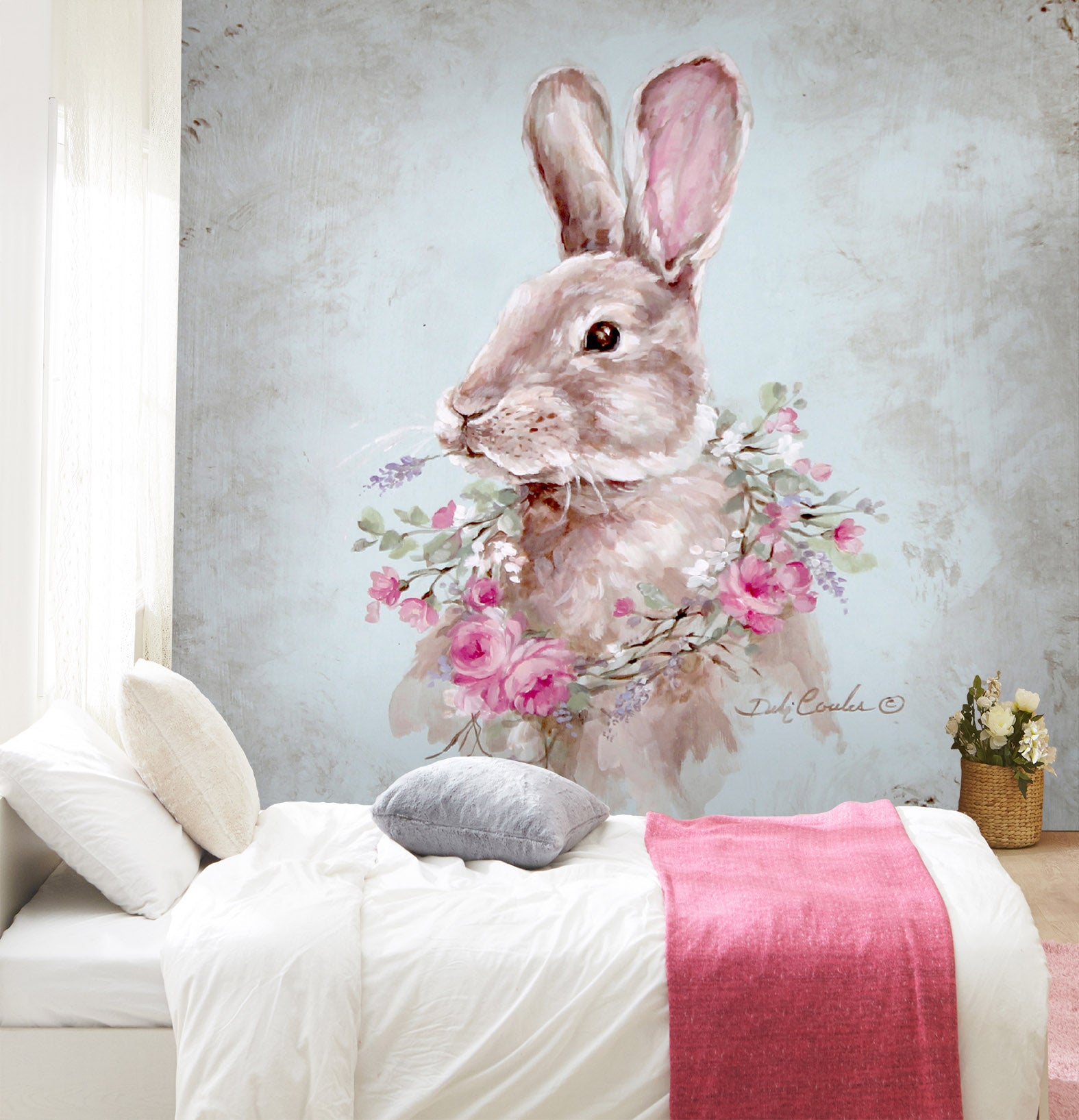 3D Wreath Bunny 3155 Debi Coules Wall Mural Wall Murals