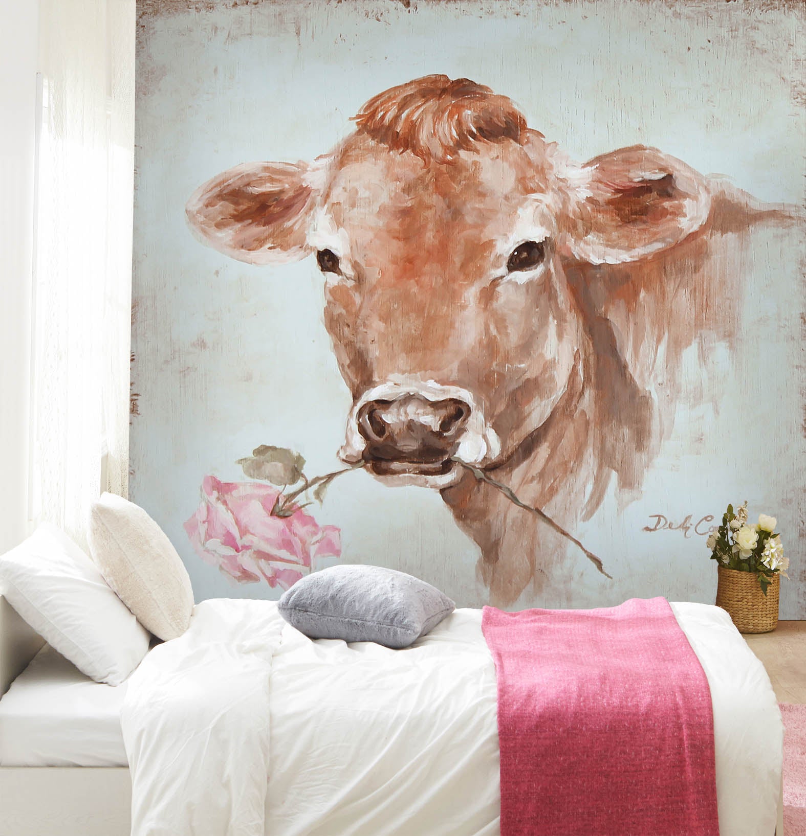 3D Flowers Cattle 3160 Debi Coules Wall Mural Wall Murals