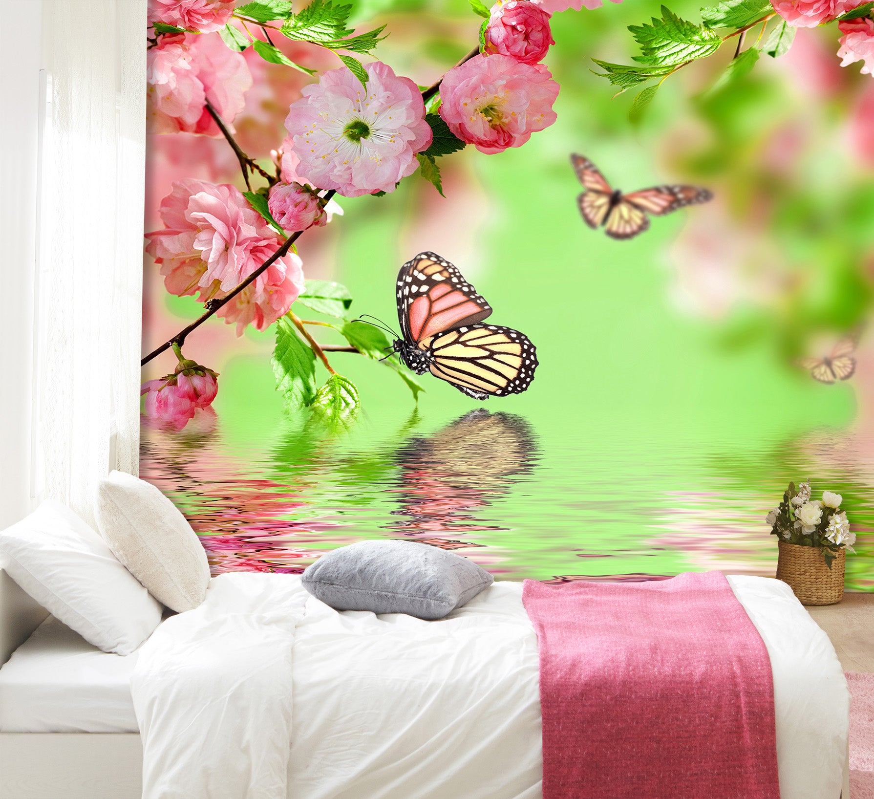 3D Flower Butterfly 390 Wall Murals