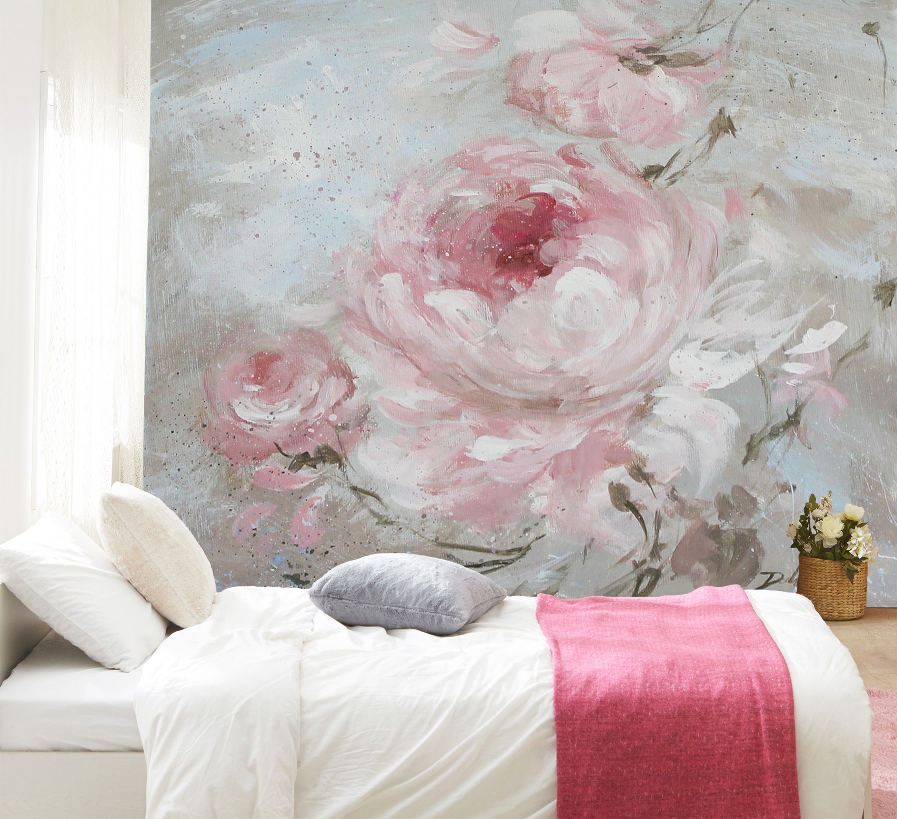 3D Light Pink Flower 3153 Debi Coules Wall Mural Wall Murals