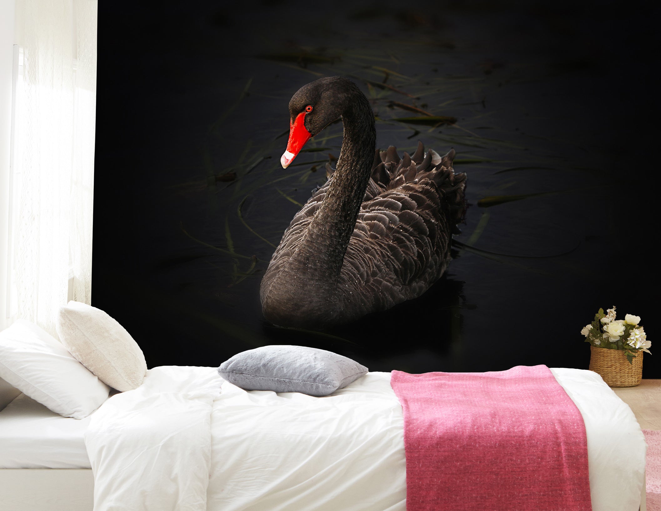 3D Black Swan 144 Wall Murals