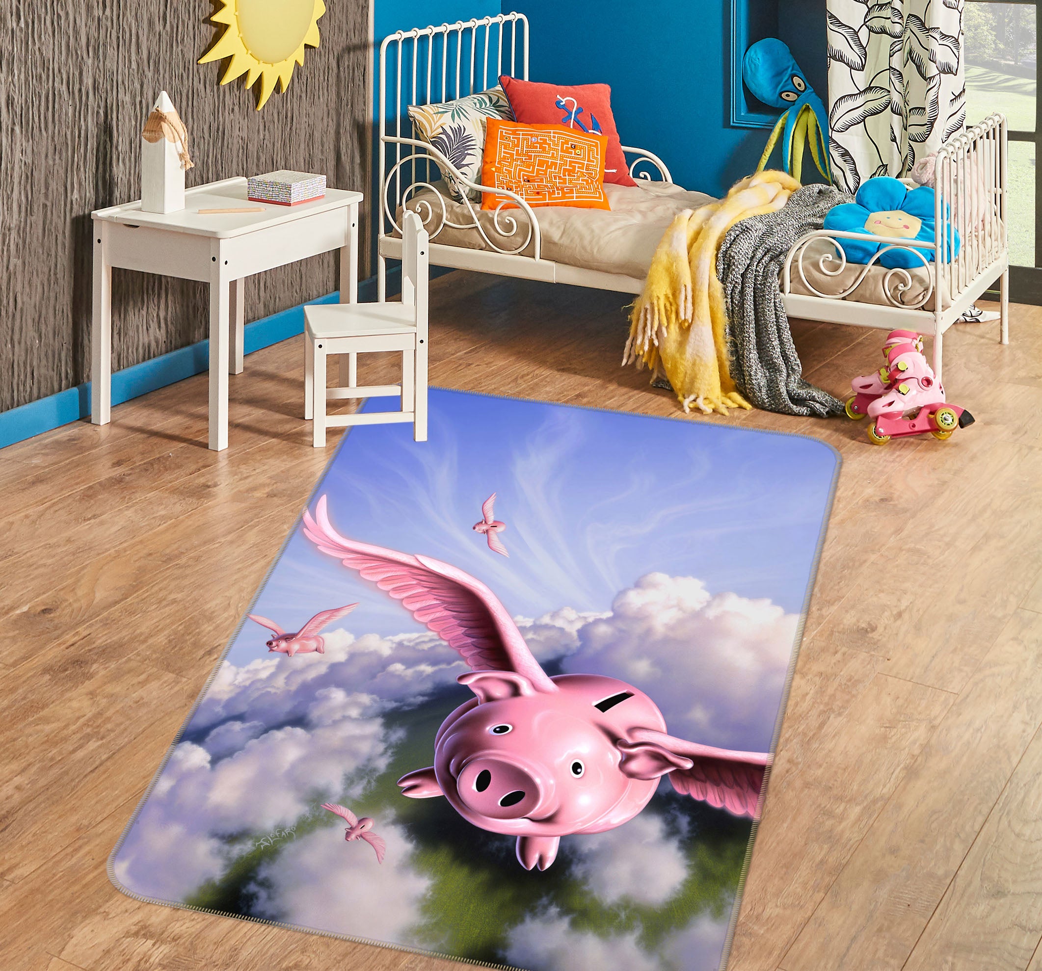 3D Flying Pig 83091 Jerry LoFaro Rug Non Slip Rug Mat