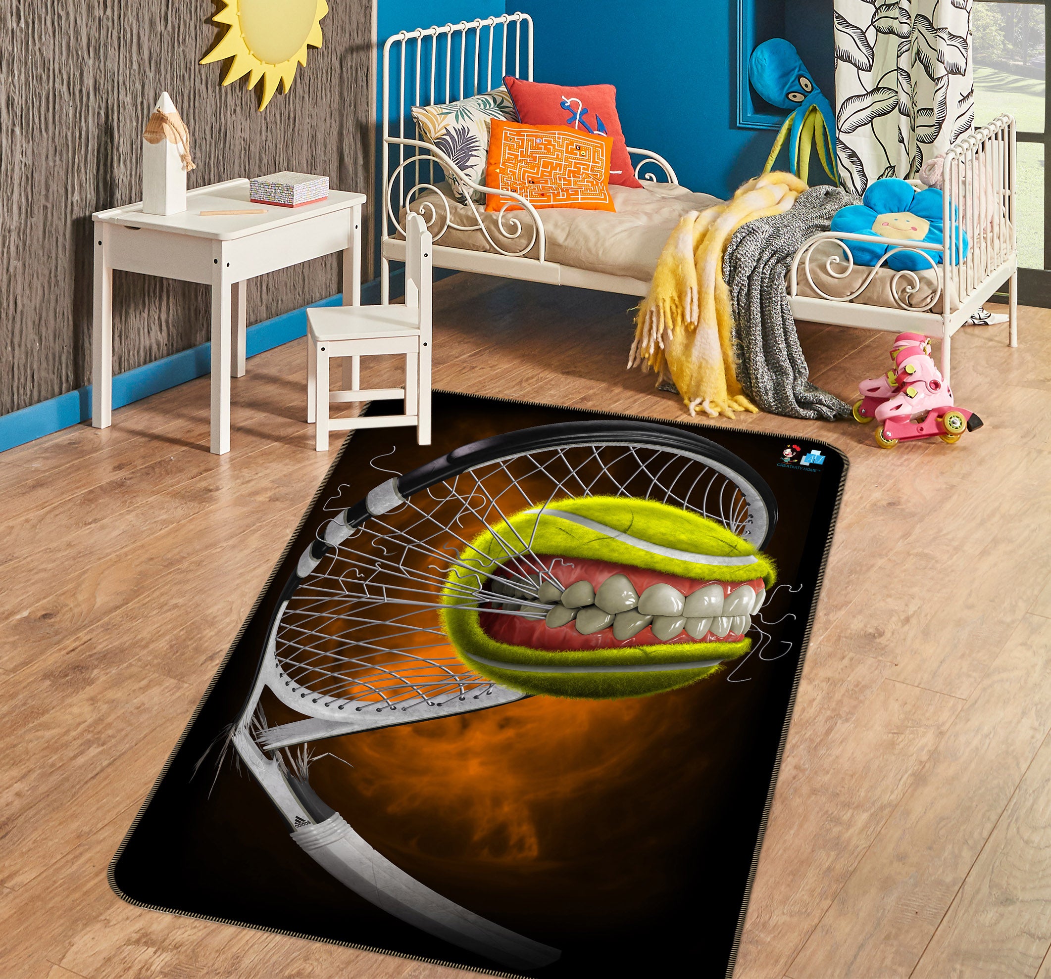 3D Teeth Tennis 4117 Tom Wood Rug Non Slip Rug Mat