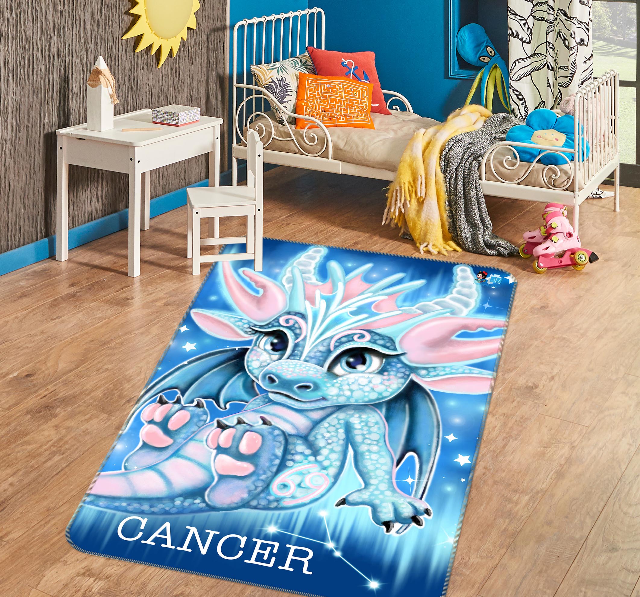 3D Blue Dragon Cancer 8529 Sheena Pike Rug Non Slip Rug Mat