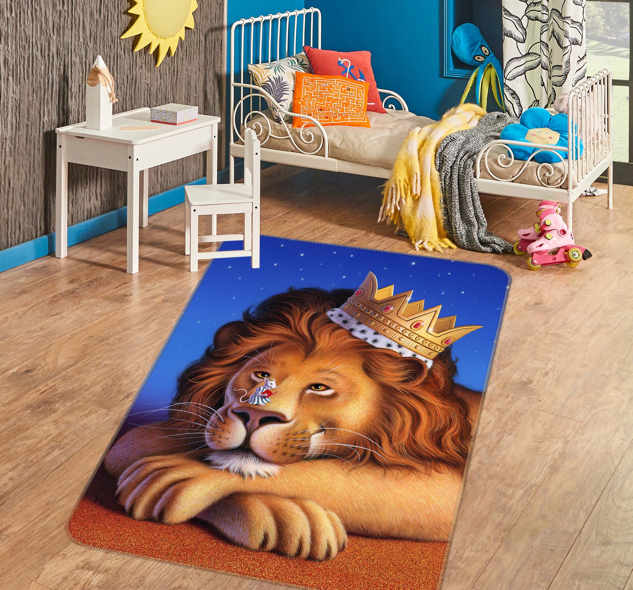 3D Lion Crown 83101 Jerry LoFaro Rug Non Slip Rug Mat