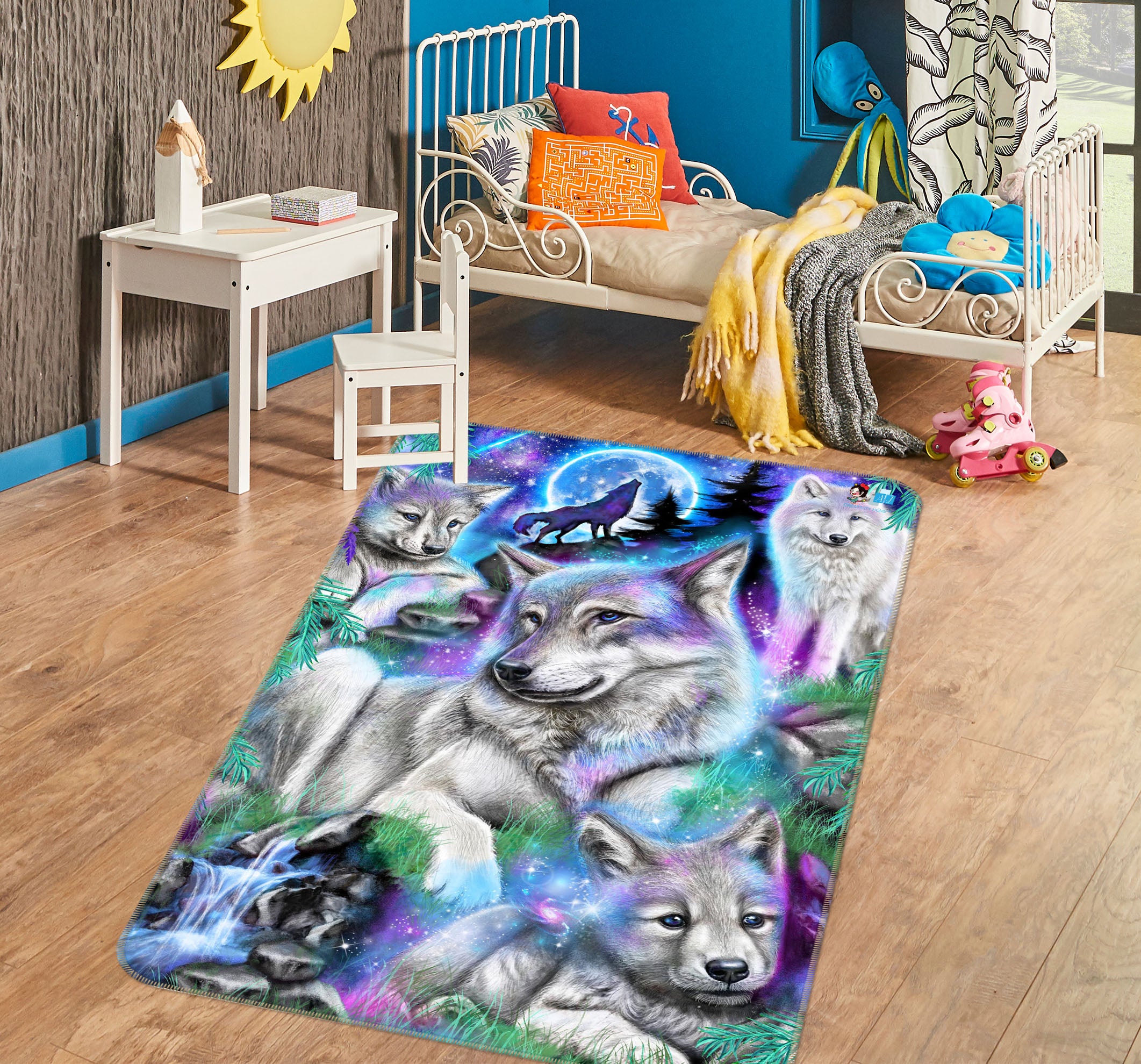 3D Moon Wolf 8538 Sheena Pike Rug Non Slip Rug Mat