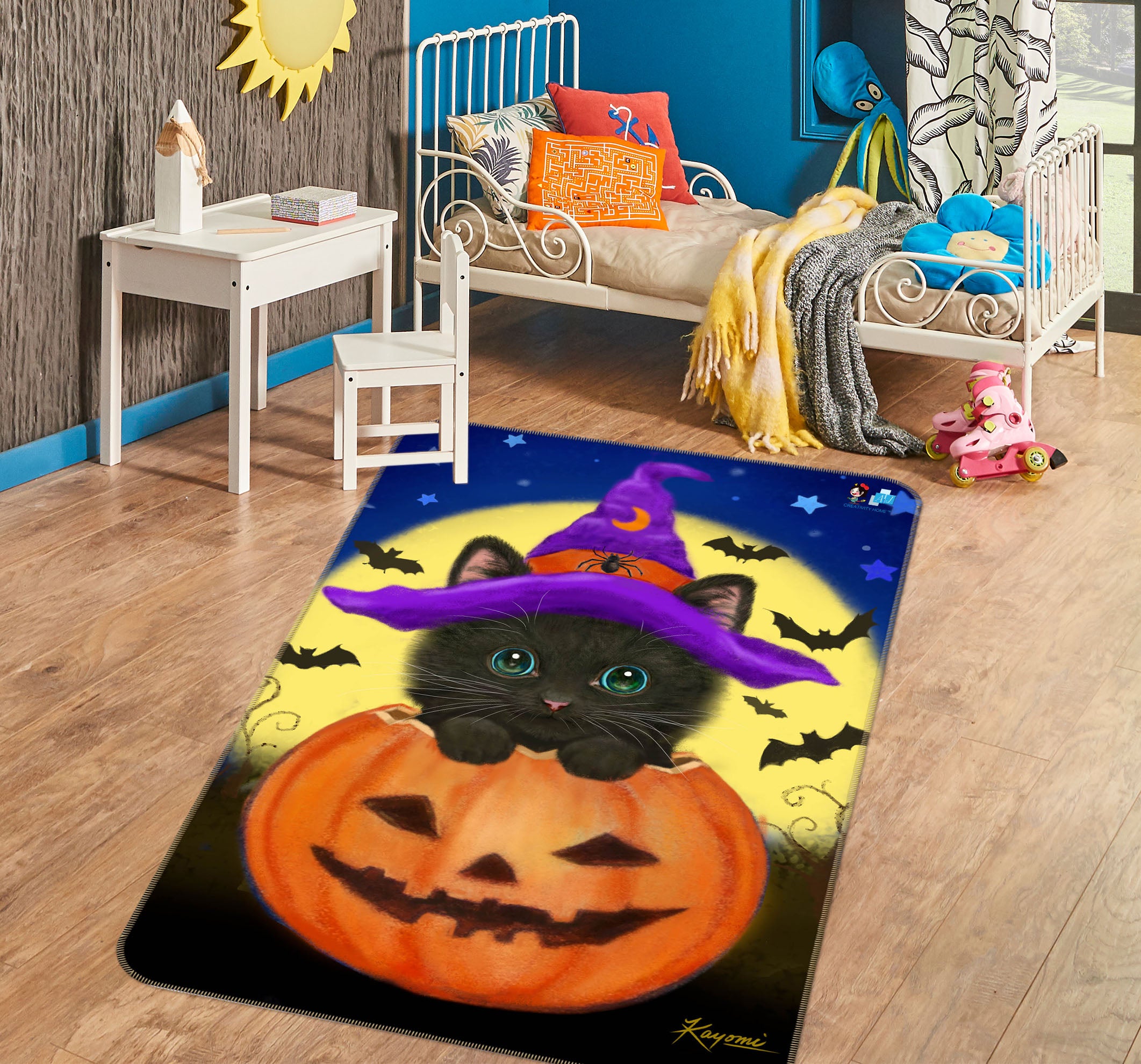 3D Pumpkin Cat 5685 Kayomi Harai Rug Non Slip Rug Mat