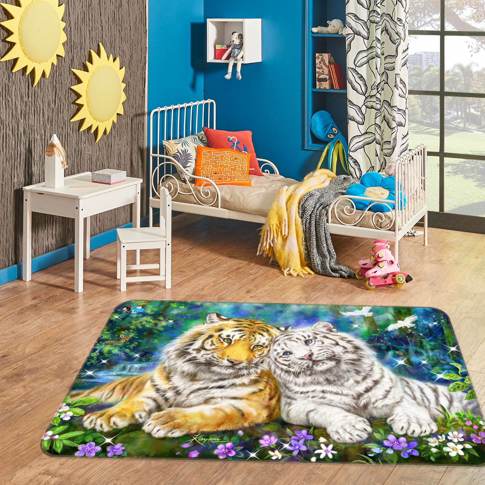 3D Tiger Friend 5733 Kayomi Harai Rug Non Slip Rug Mat