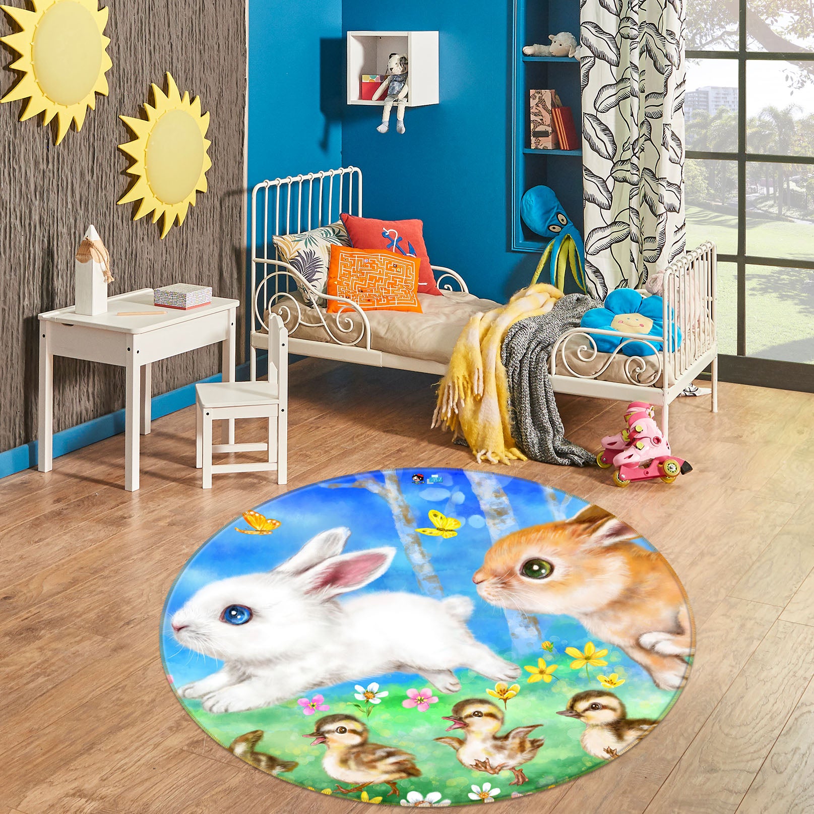 3D Rabbit Duck 6014 Kayomi Harai Rug Round Non Slip Rug Mat