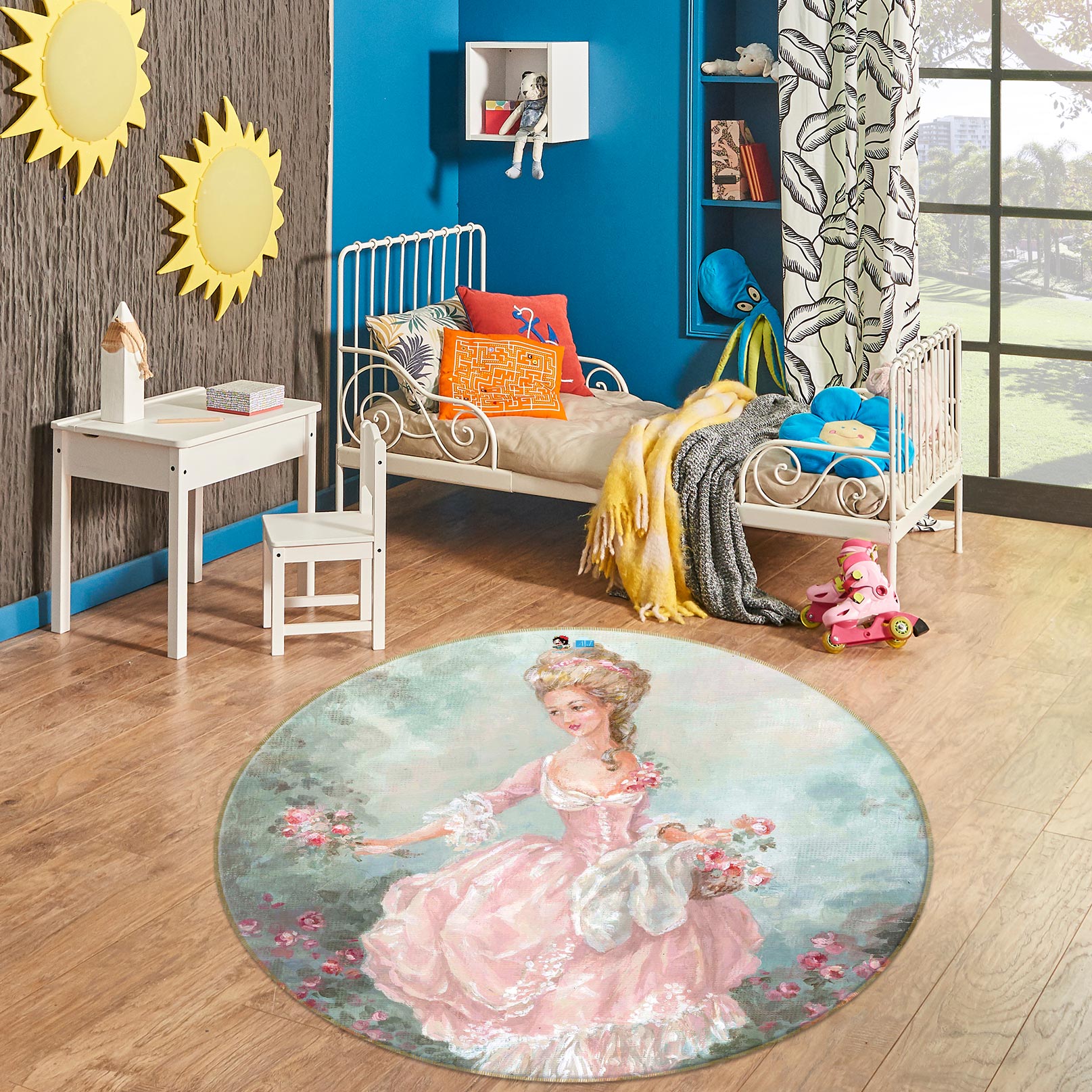 3D Lady Garden 1179 Debi Coules Rug Round Non Slip Rug Mat