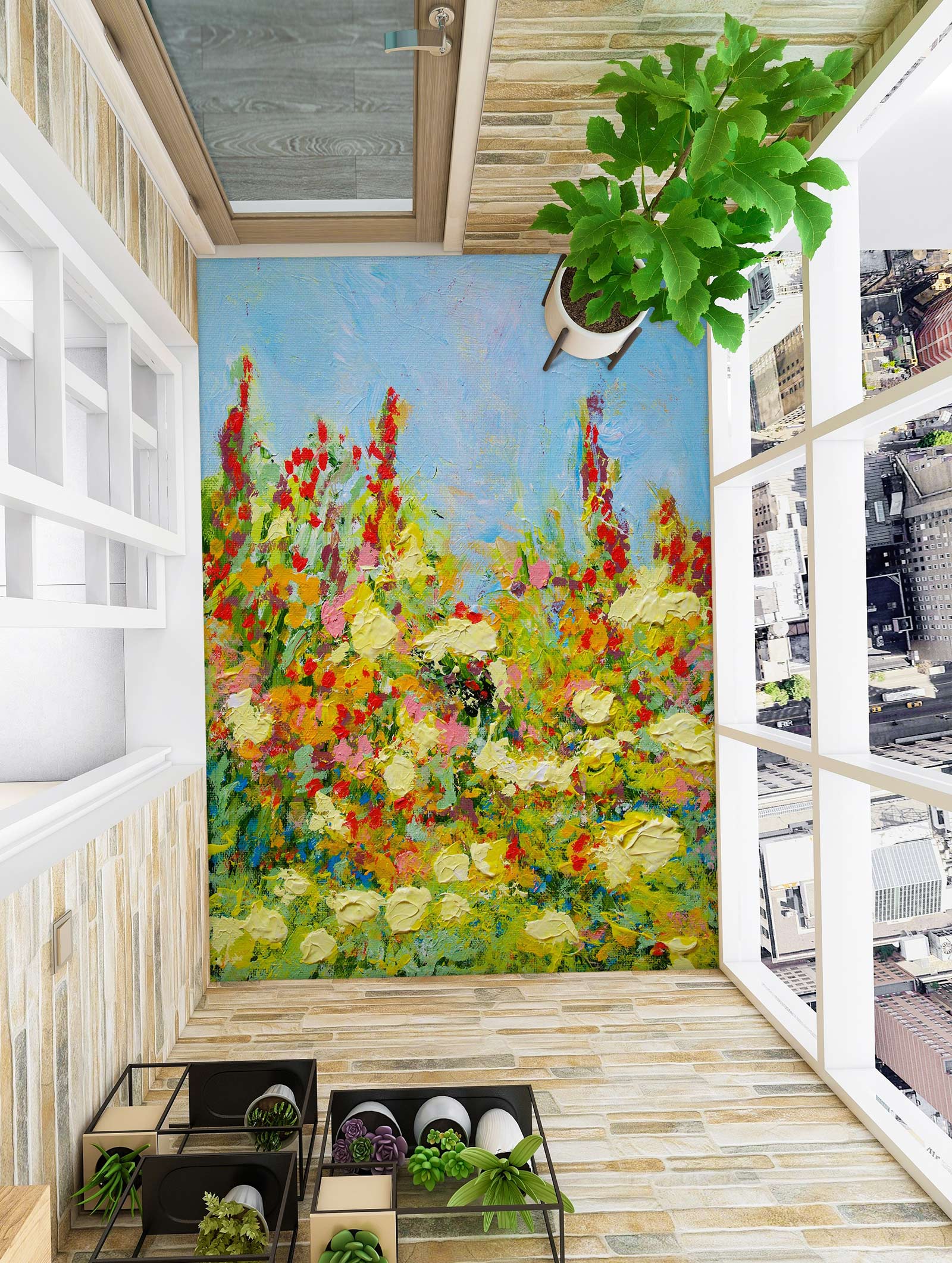 3D Oil Painting Flowers 96107 Allan P. Friedlander Floor Mural