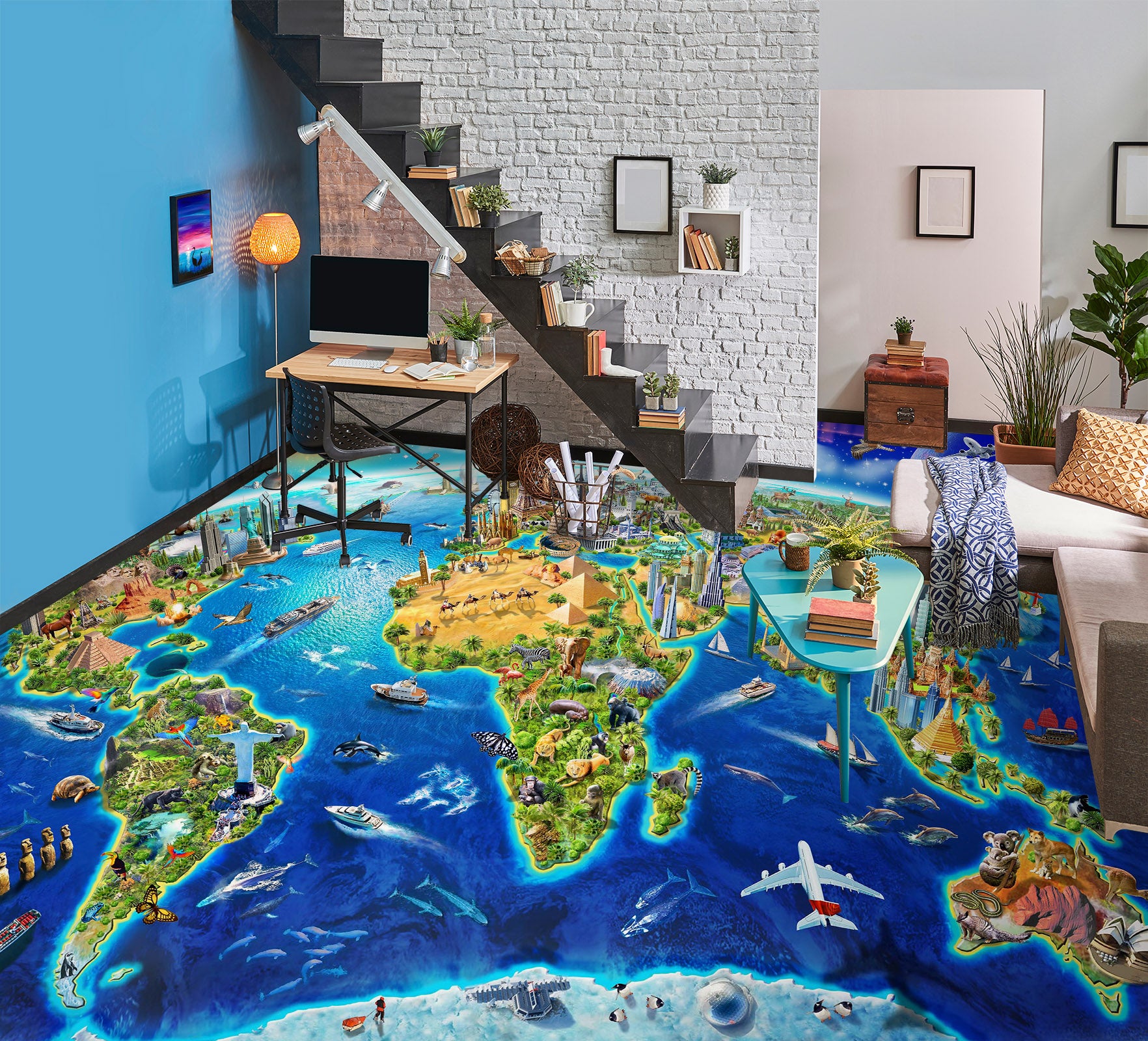 3D Earth Ocean Land 96217 Adrian Chesterman Floor Mural