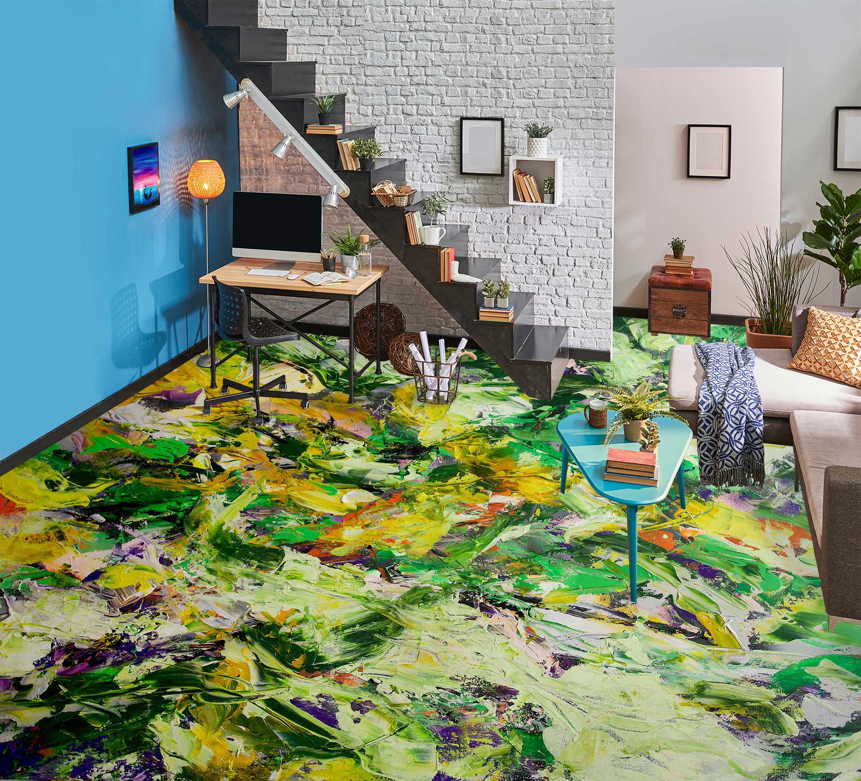 3D Green Paint Grass 9667 Allan P. Friedlander Floor Mural