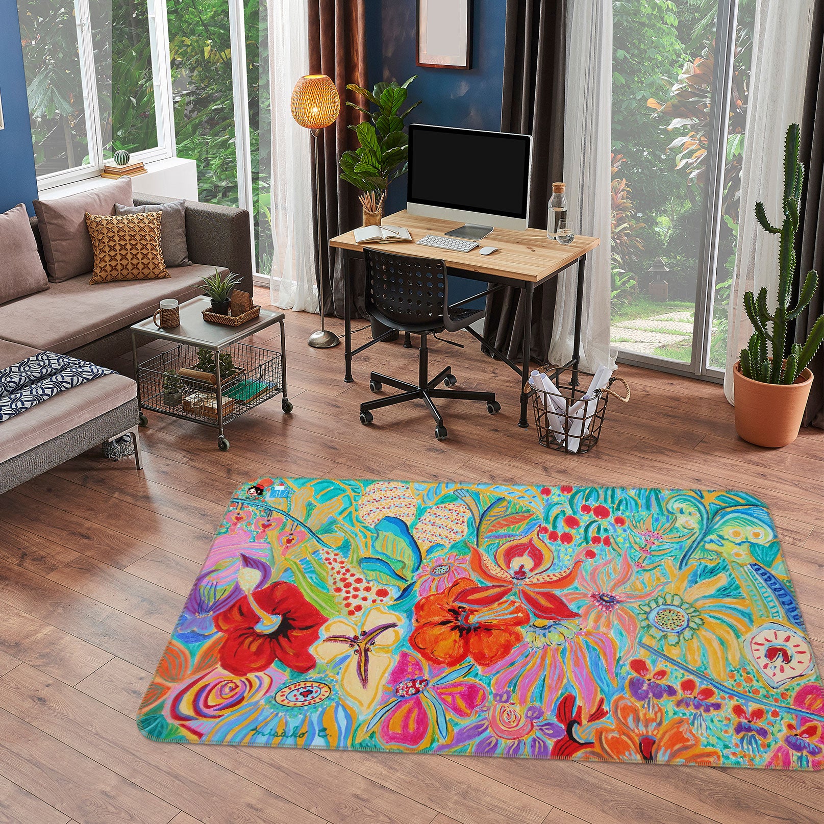 3D Abstract Flowers Pattern 123122 Misako Chida Rug Non Slip Rug Mat