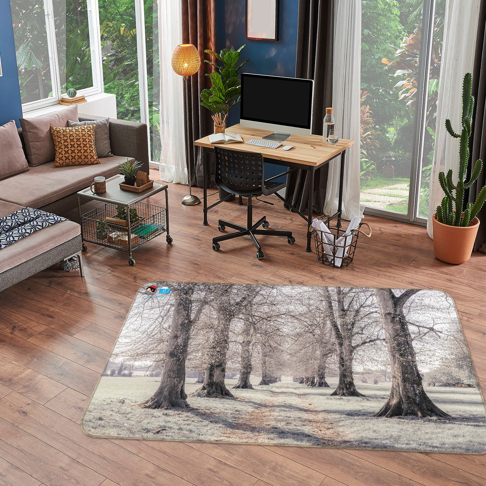 3D Winter Tree 6775 Assaf Frank Rug Non Slip Rug Mat