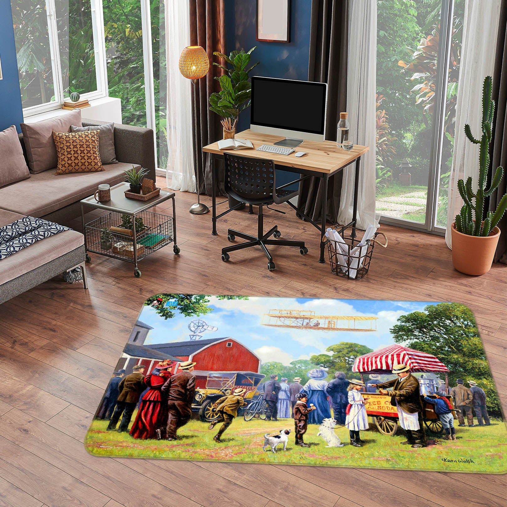 3D Small Town Lawn 019 Kevin Walsh Rug Non Slip Rug Mat