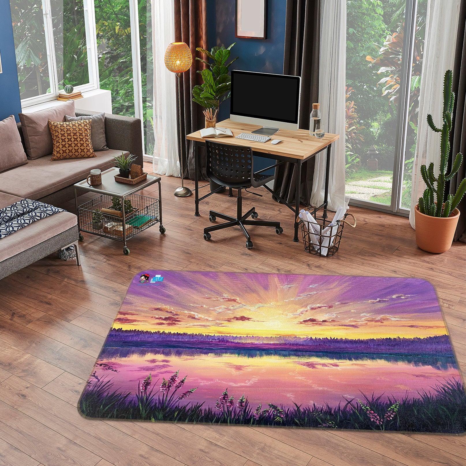 3D Sunrise Sky Lake 1887 Marina Zotova Rug Non Slip Rug Mat