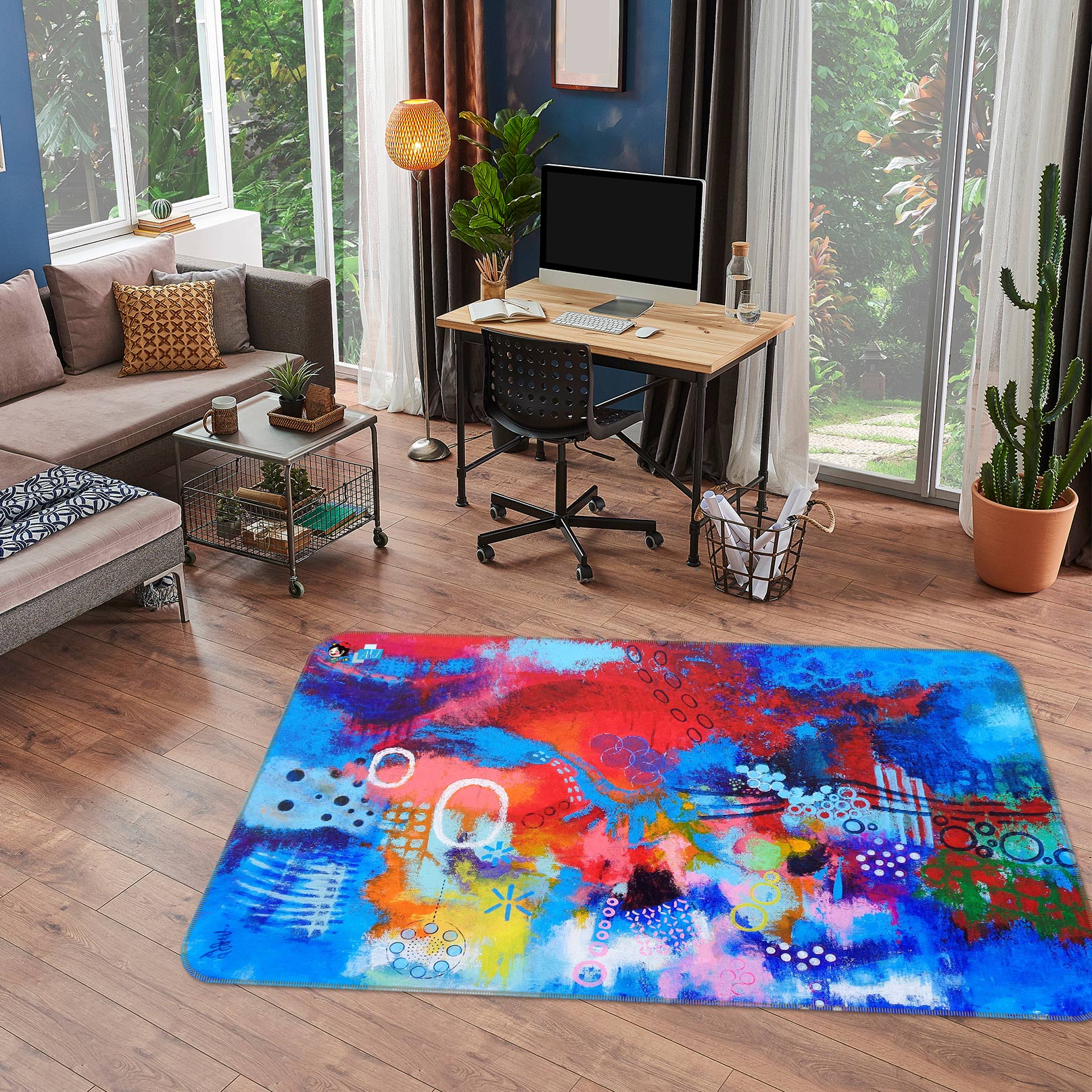 3D Red Blue Texture 12374 Misako Chida Rug Non Slip Rug Mat