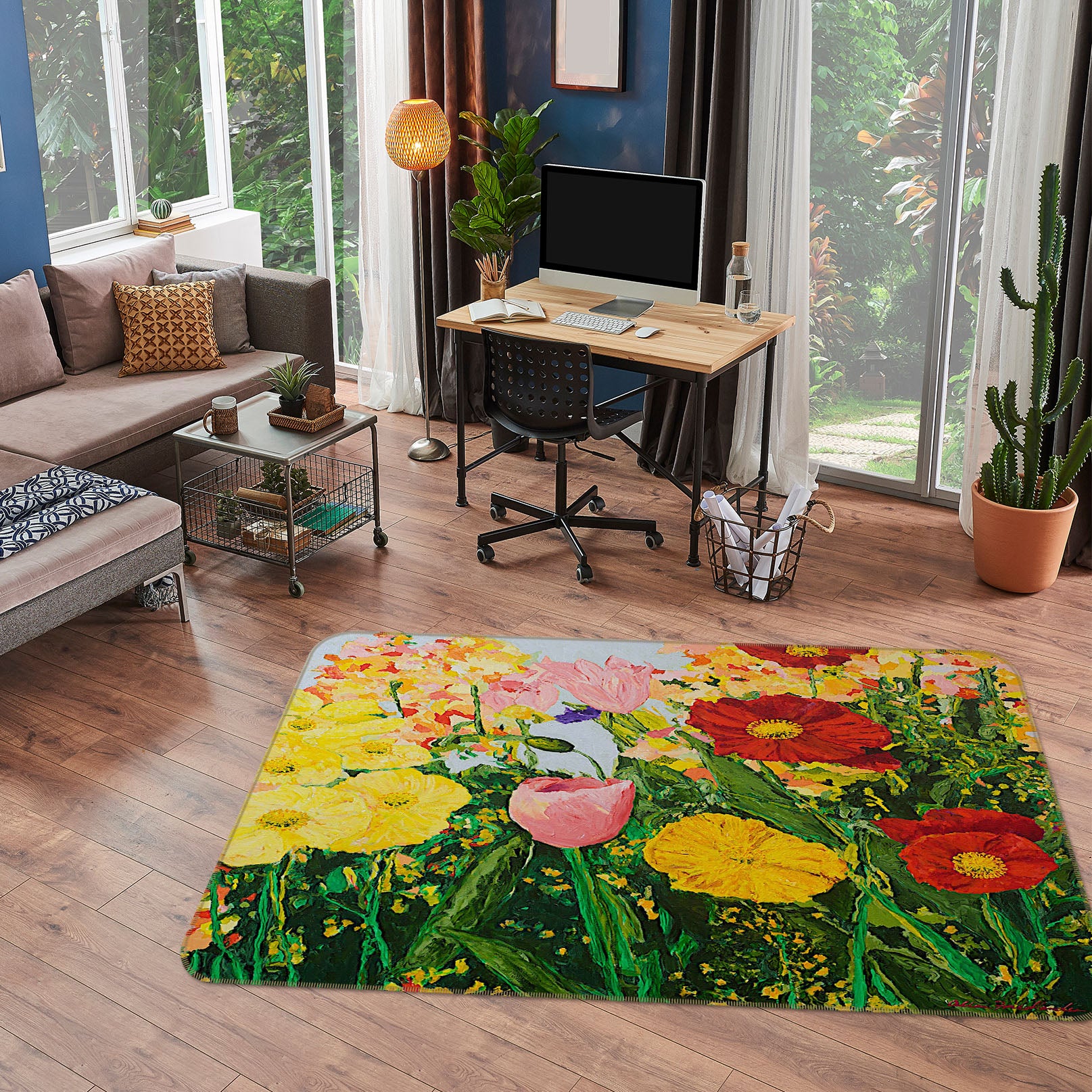 3D Bright Flowers 1034 Allan P. Friedlander Rug Non Slip Rug Mat