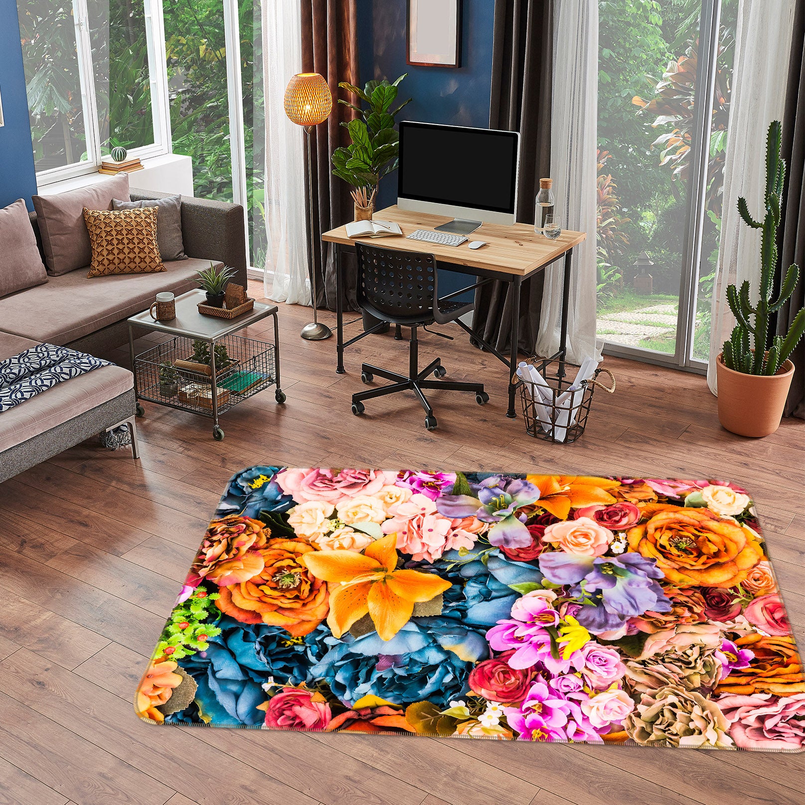 3D Flowers 25215 Non Slip Rug Mat