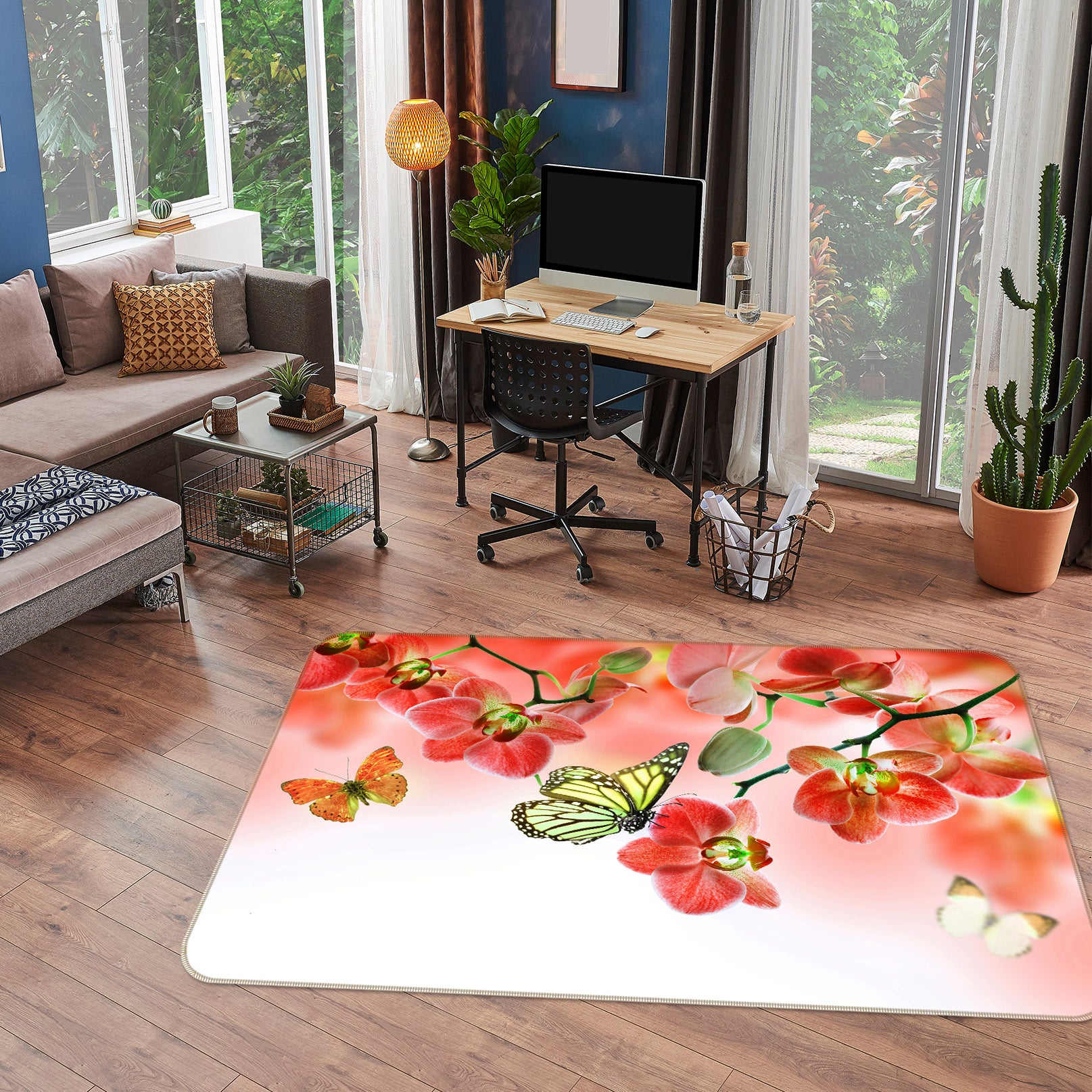 3D Flower Butterfly 68183 Animal Non Slip Rug Mat