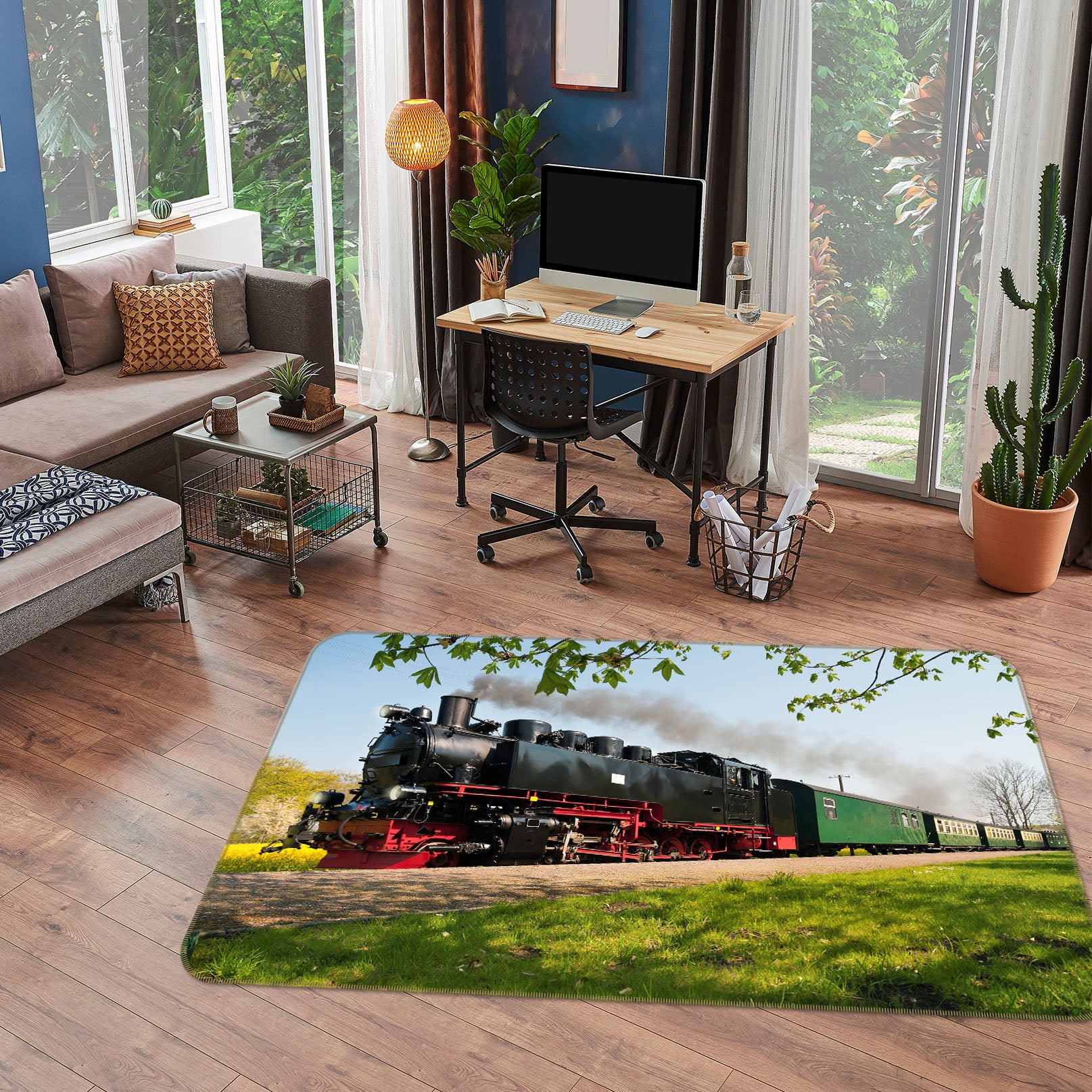 3D Train Meadow 68096 Vehicle Non Slip Rug Mat