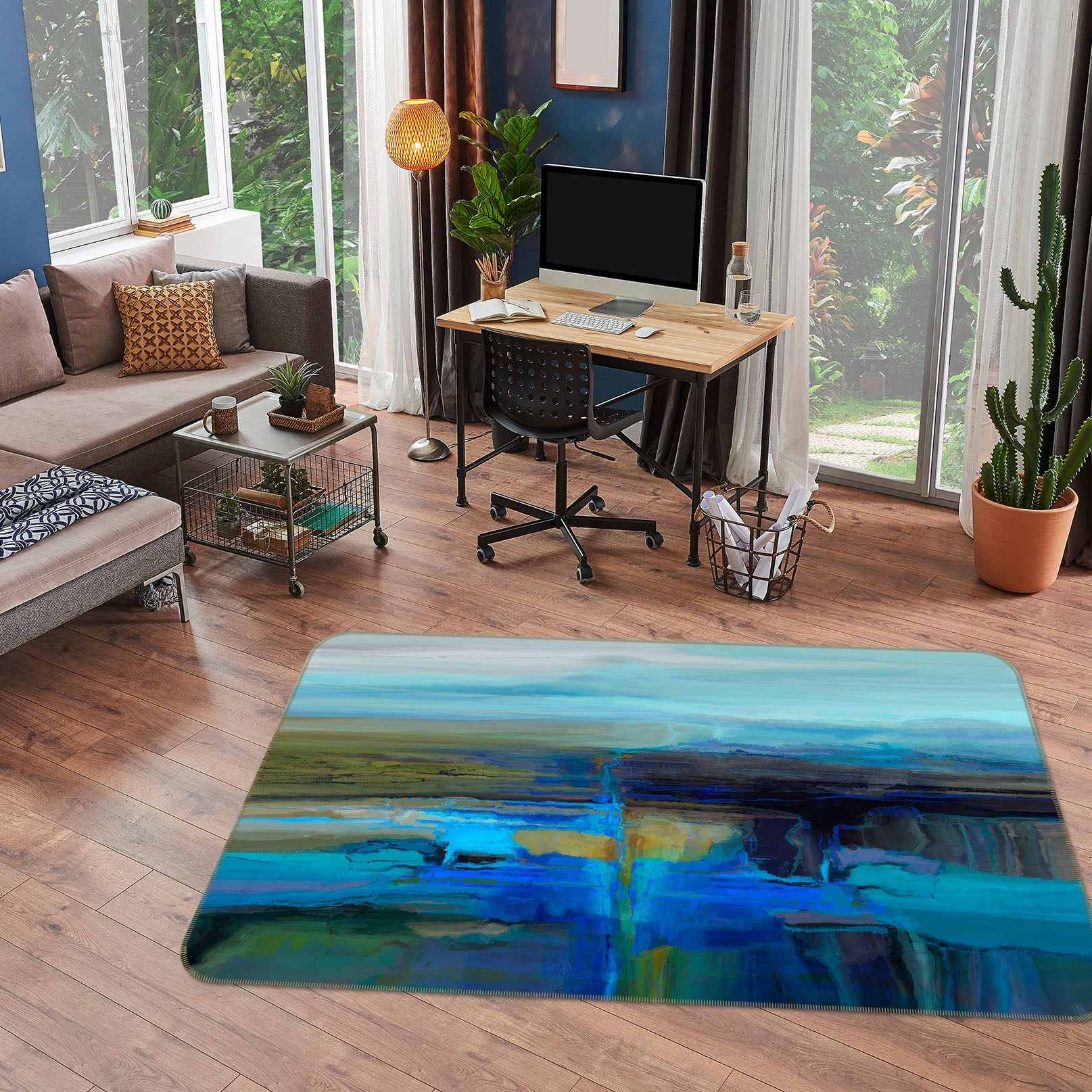 3D Blue Ink Wash Pattern 84025 Michael Tienhaara Rug Non Slip Rug Mat