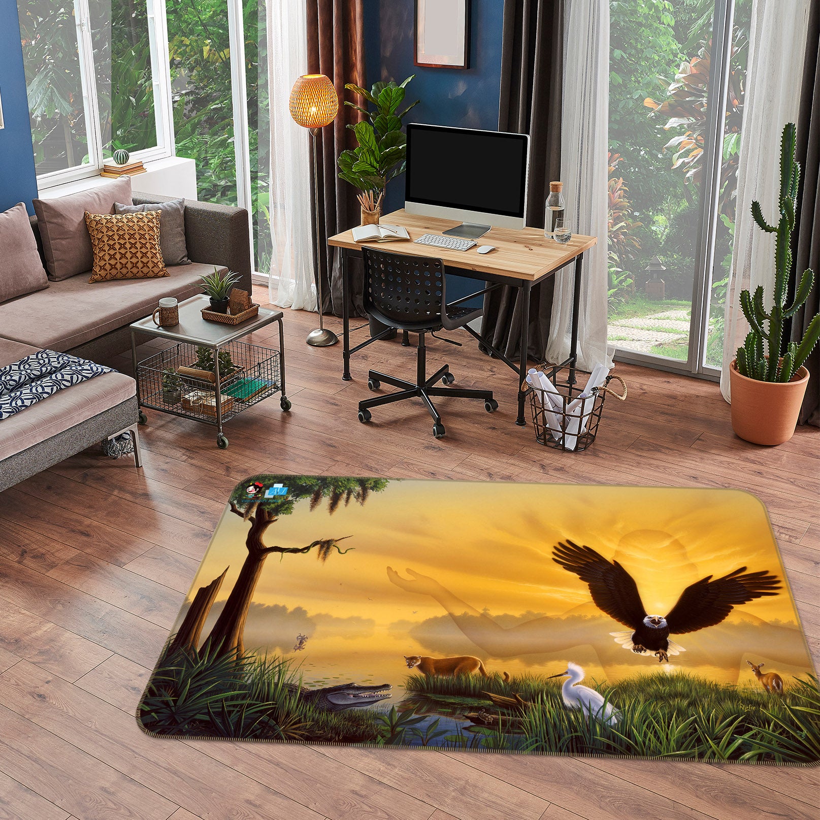 3D Flying Eagle 85080 Jerry LoFaro Rug Non Slip Rug Mat