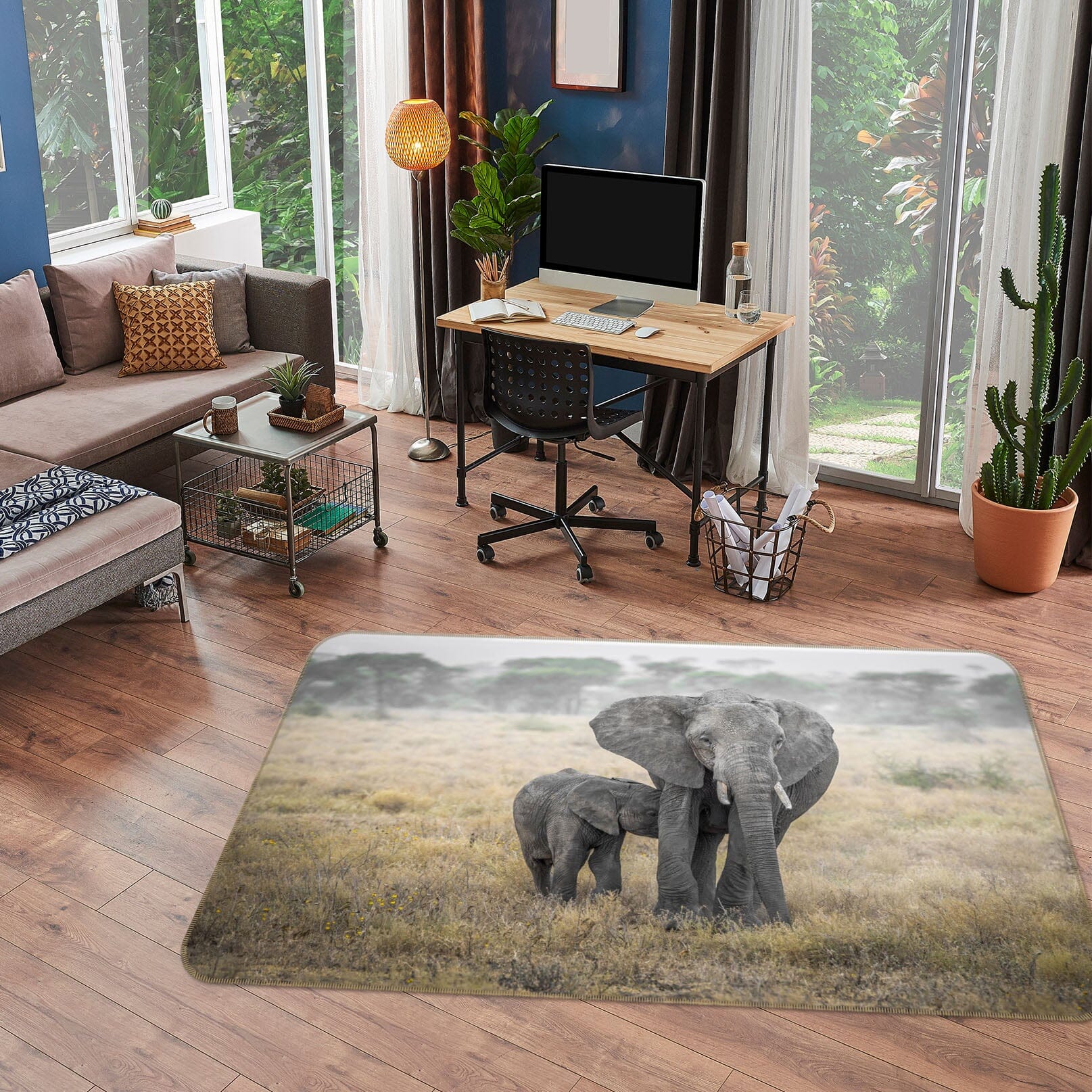 3D Steppe Elephant 1104 Marco Carmassi Rug Non Slip Rug Mat Mat AJ Creativity Home 