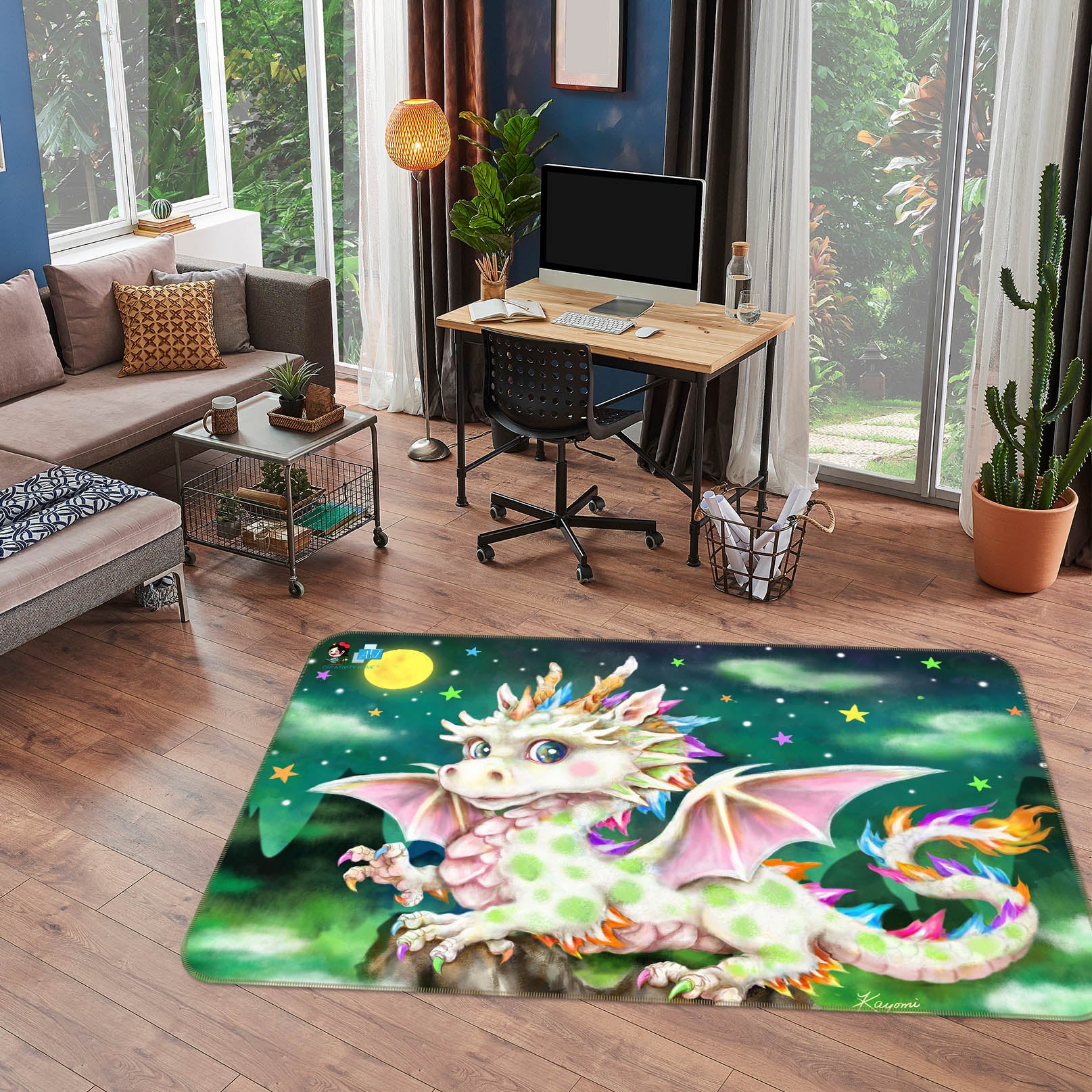 3D Cartoon Dragon 5726 Kayomi Harai Rug Non Slip Rug Mat