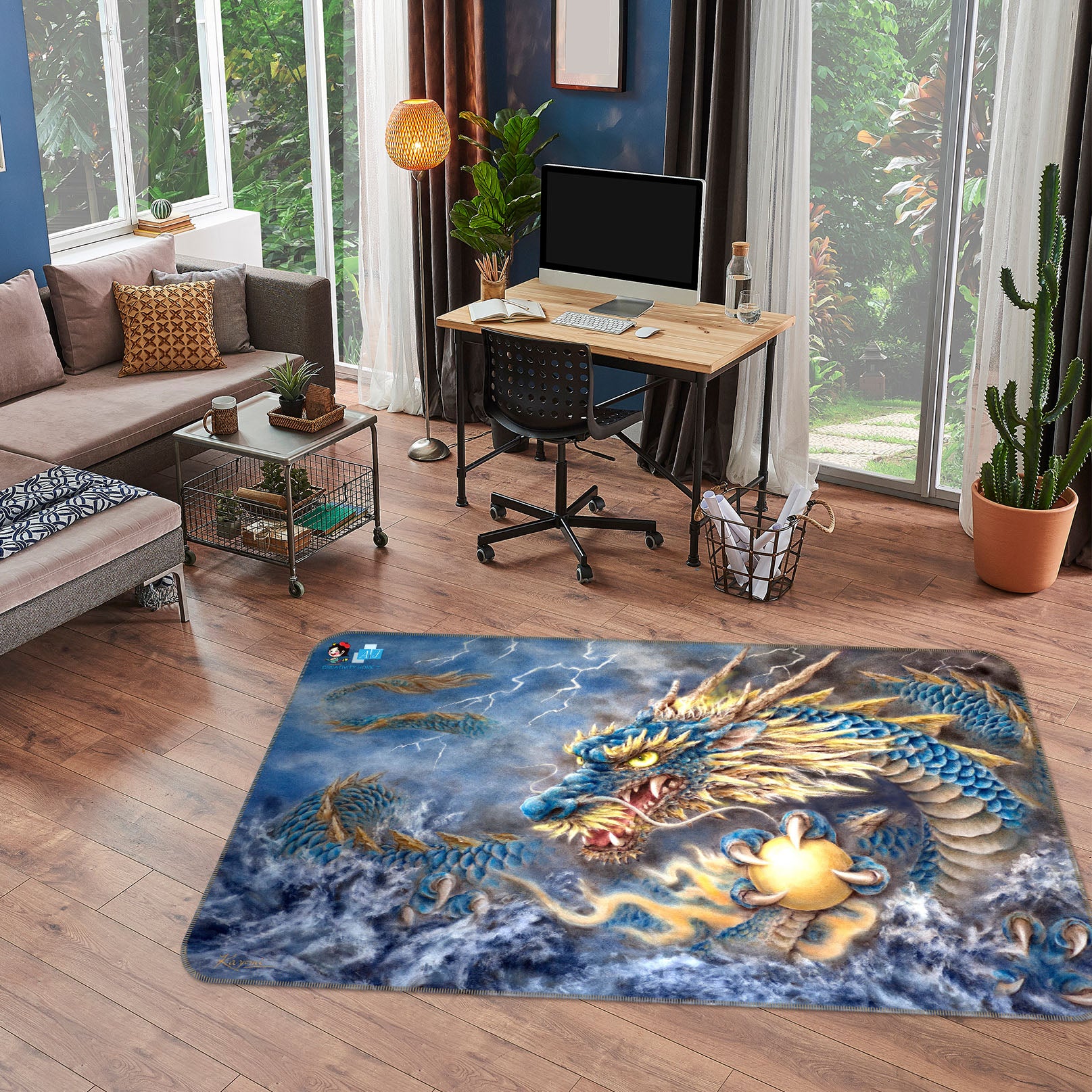 3D Blue Dragon 5614 Kayomi Harai Rug Non Slip Rug Mat