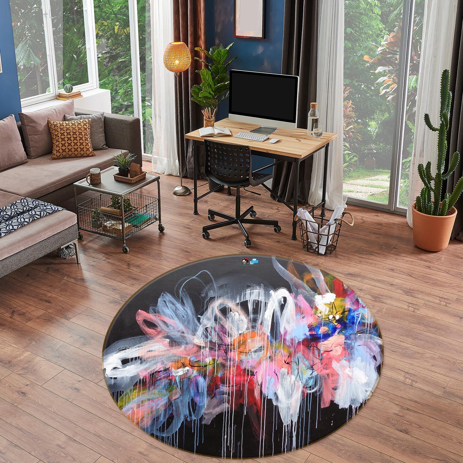 3D Painted Graffiti 1377 Misako Chida Rug Round Non Slip Rug Mat