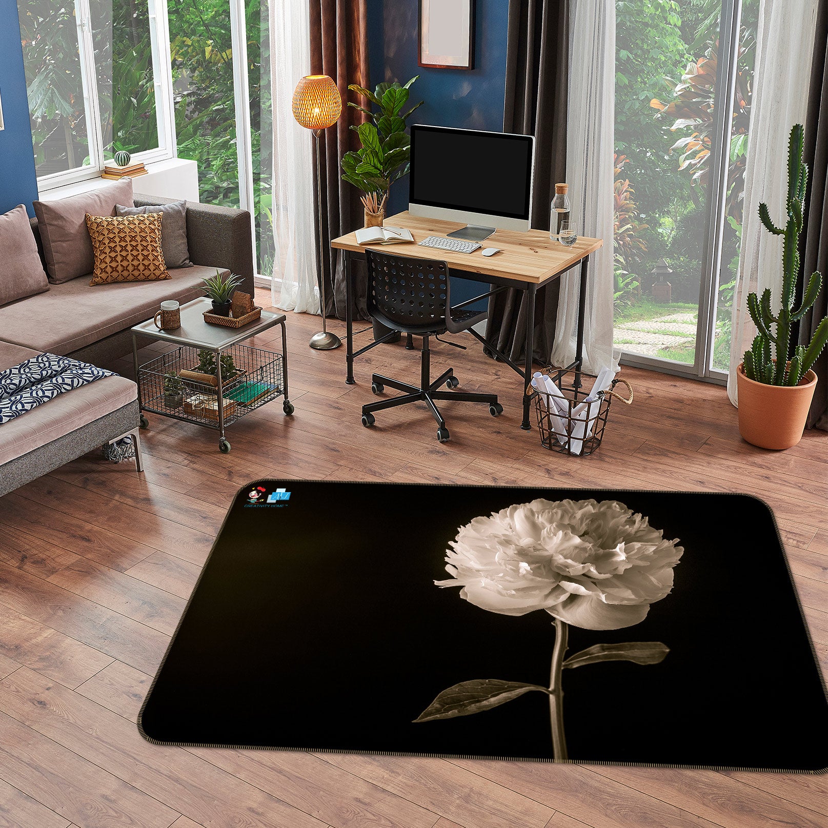 3D Elegant Flower 6821 Assaf Frank Rug Non Slip Rug Mat