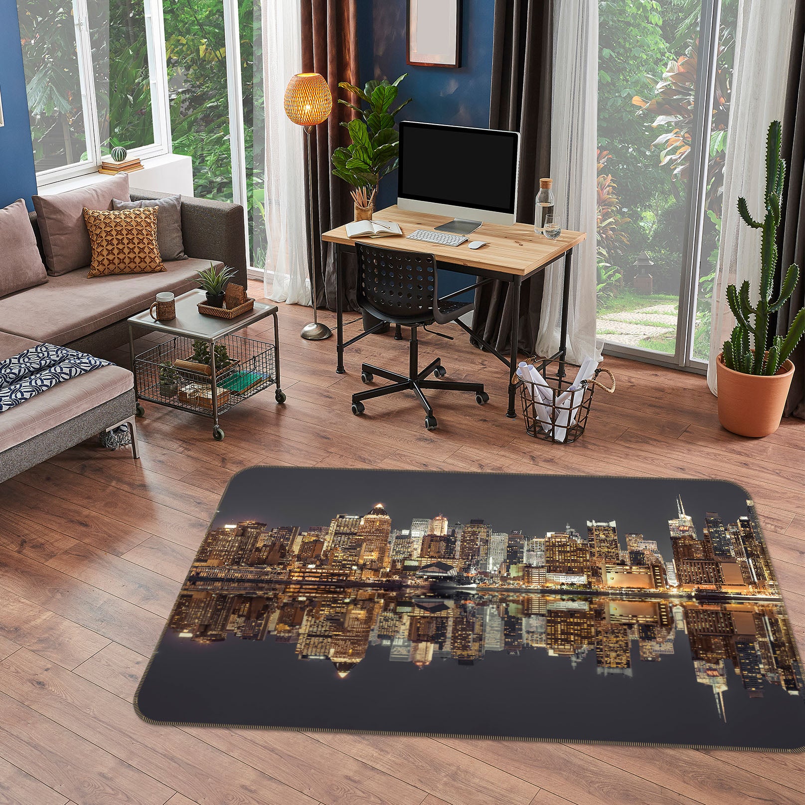 3D New York Architectural Reflection 83234 Assaf Frank Rug Non Slip Rug Mat