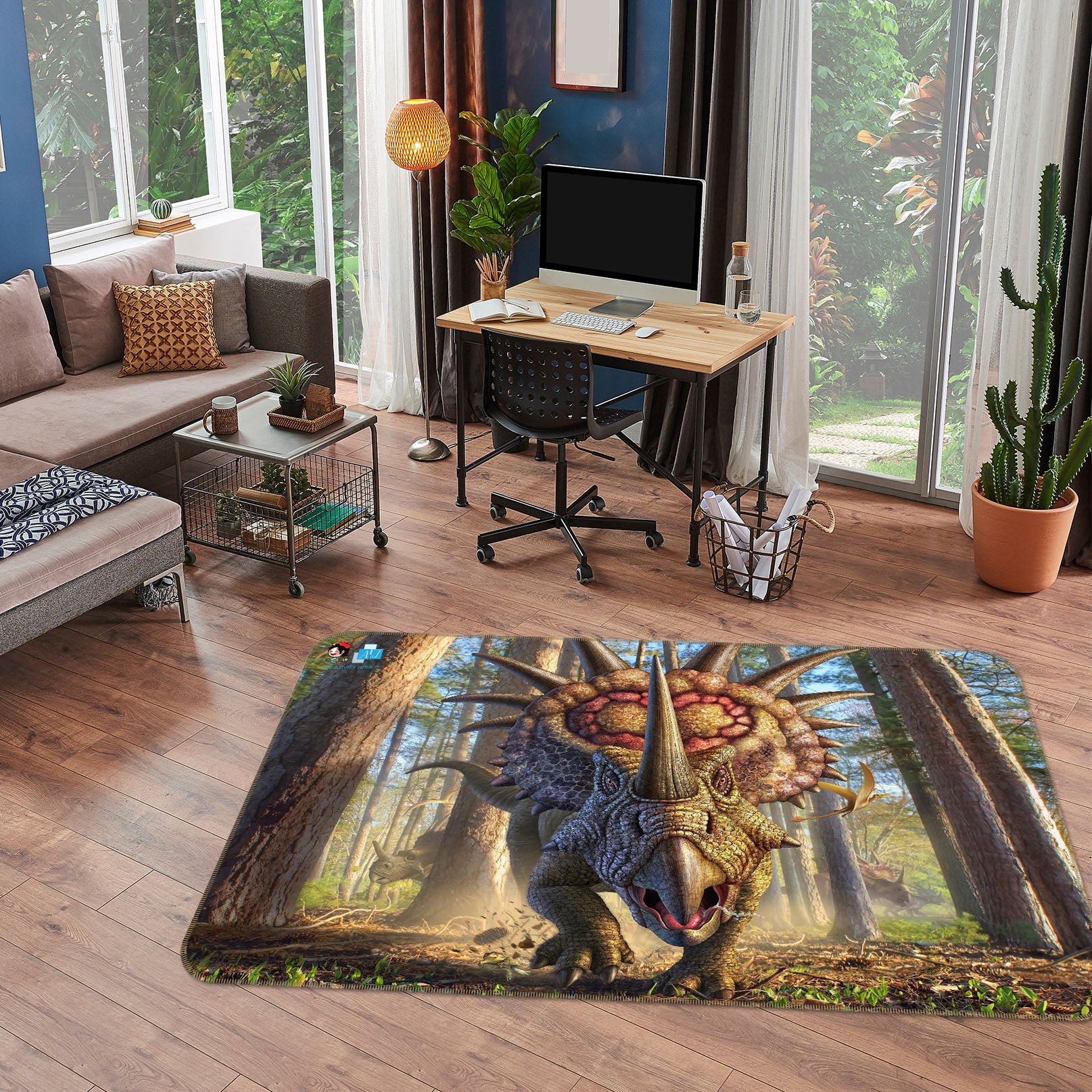 3D Styracosaurus 85083 Jerry LoFaro Rug Non Slip Rug Mat