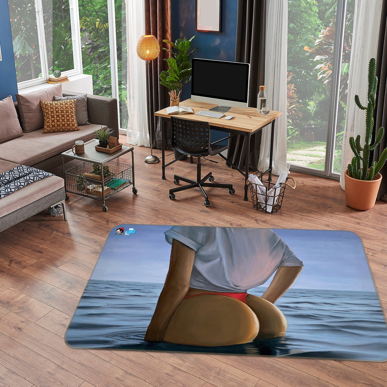 3D Woman Figure 9703 Marina Zotova Rug Non Slip Rug Mat