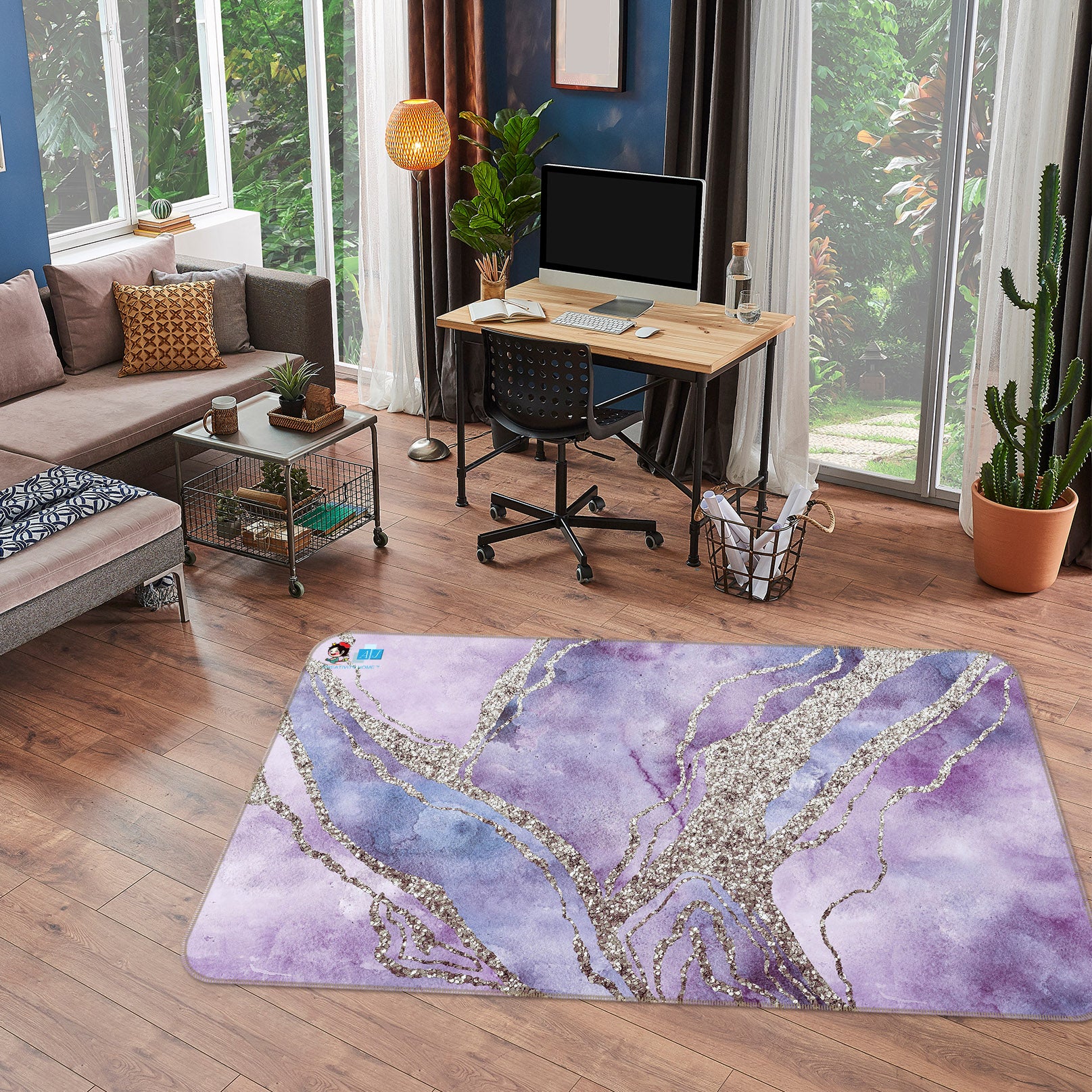 3D Light Purple Pattern 83028 Andrea haase Rug Non Slip Rug Mat