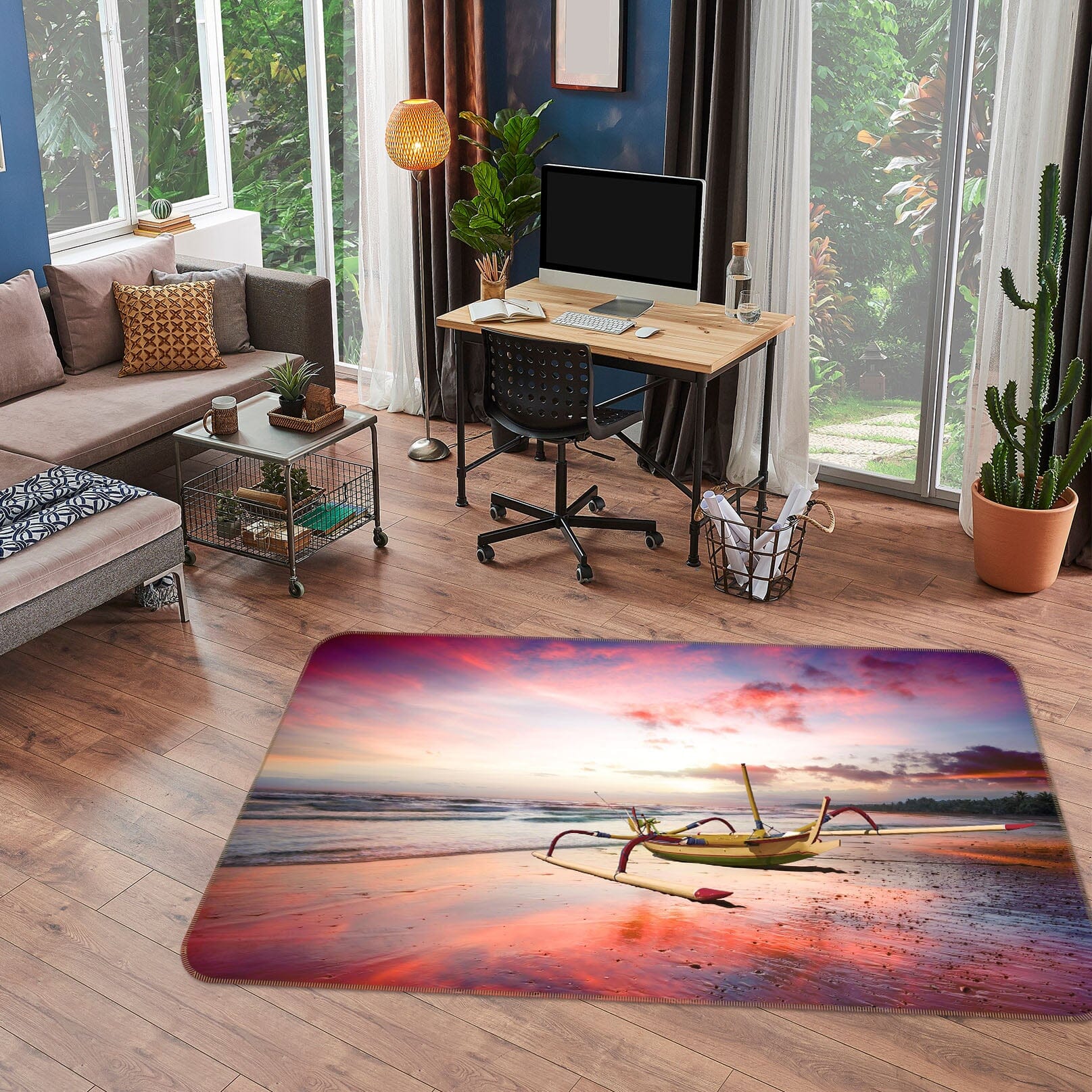 3D Sunset Boat 1082 Marco Carmassi Rug Non Slip Rug Mat Mat AJ Creativity Home 